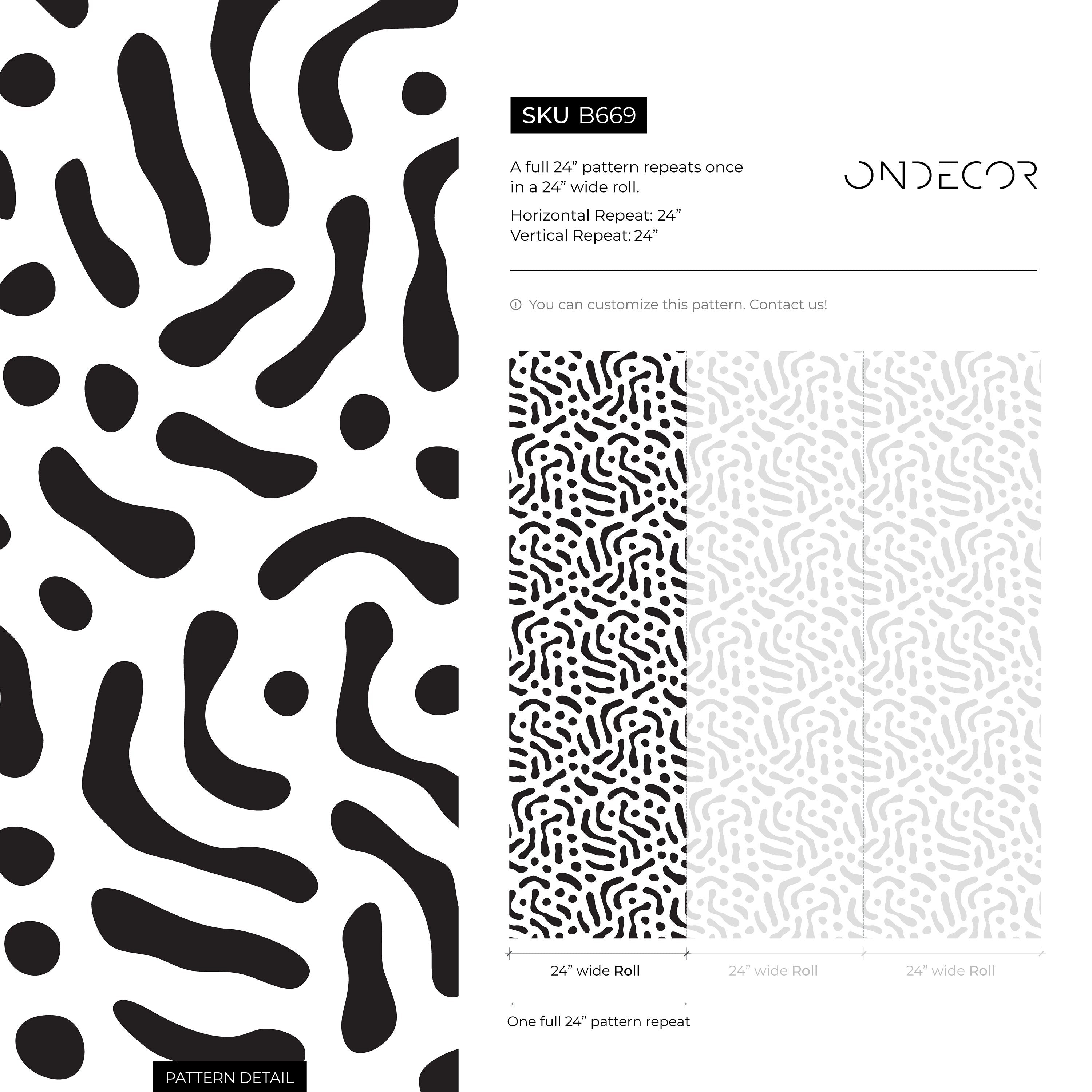 Abstract Wallpaper With An Organic Squiggle Motif In Black And White - B669
