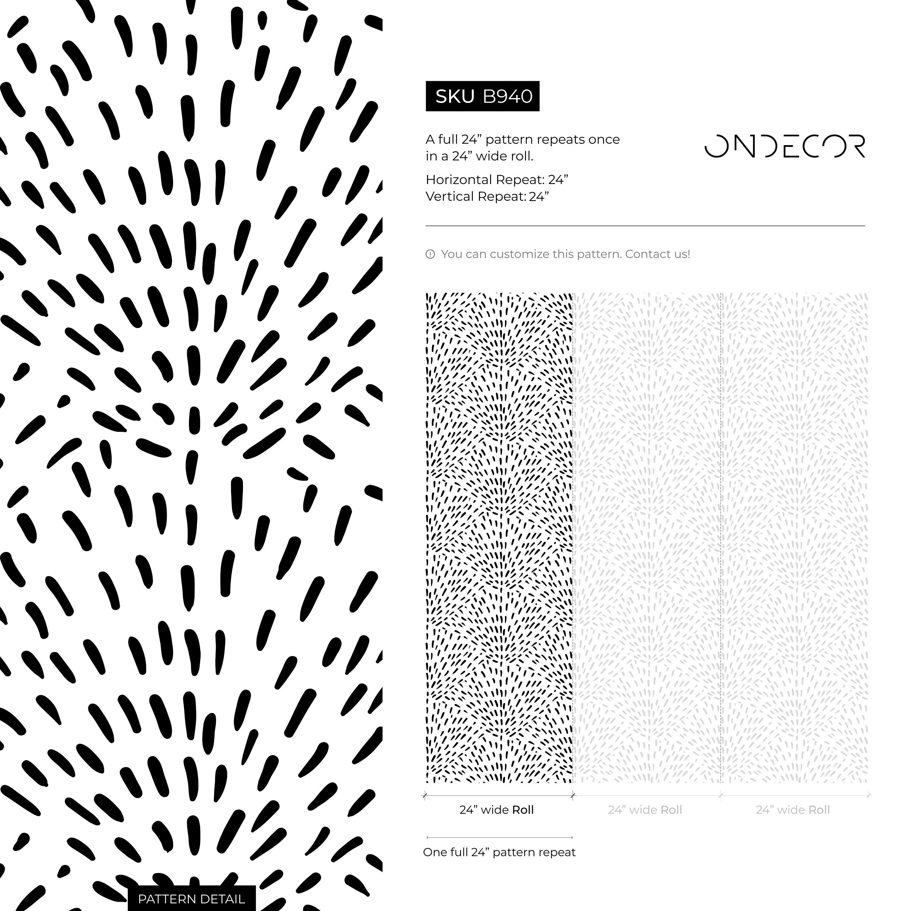 Abstract Wallpaper With A Fan Burst Motif In Black And White - B940