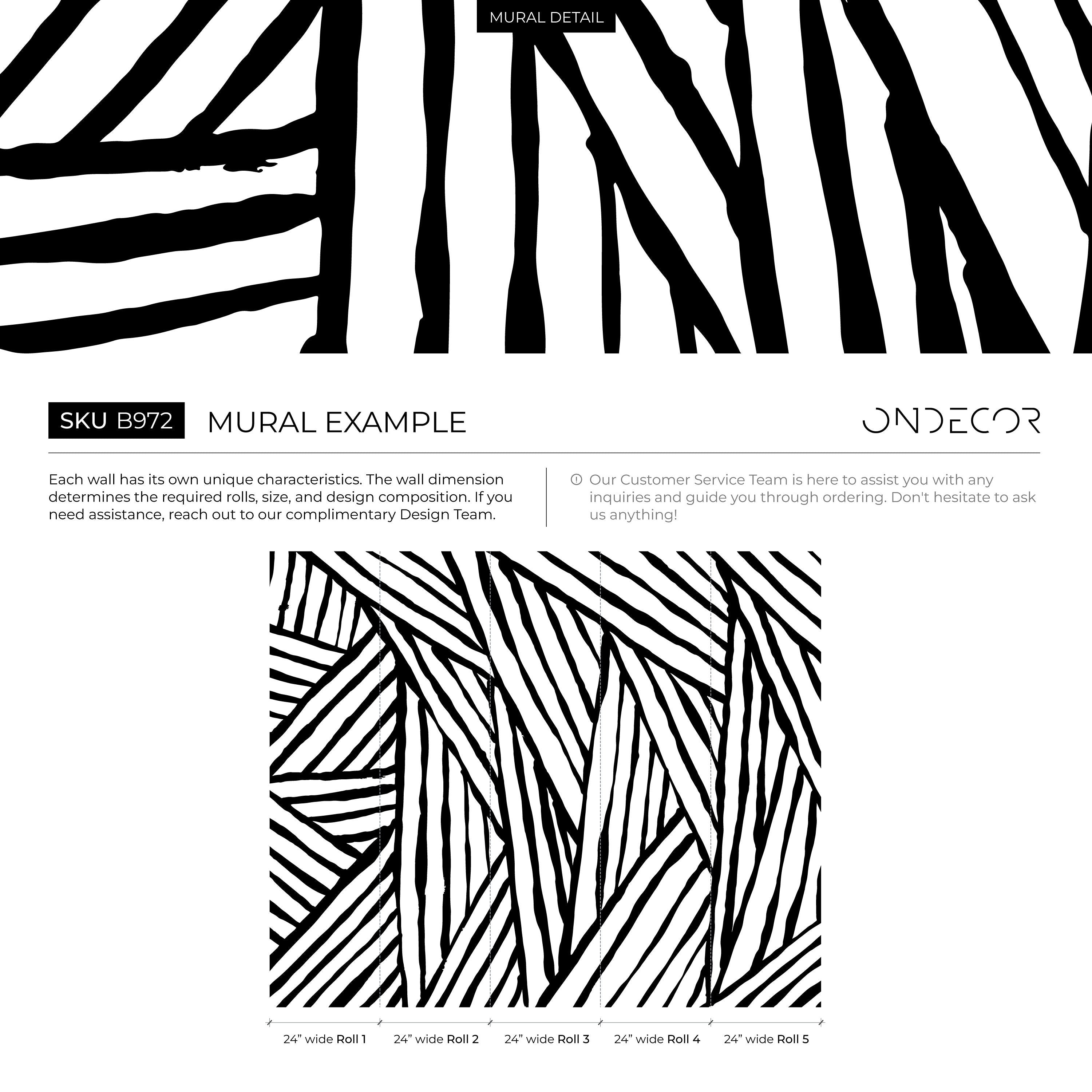 Abstract Wallpaper With Bold Brushstroke Stripes In Black And Beige - B972