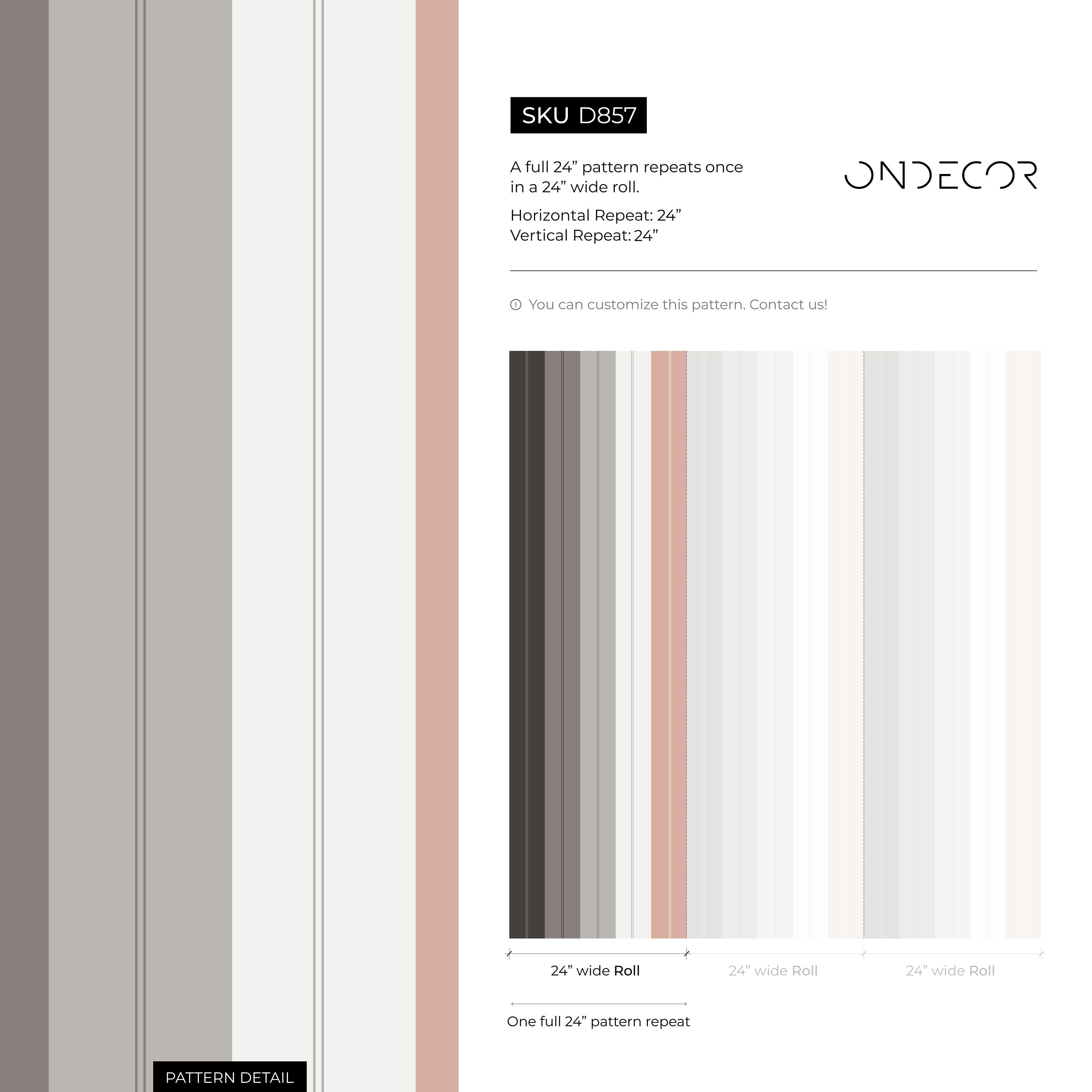 Striped Wallpaper With Modern Vertical Lines In Grey, Pink, And White - D857