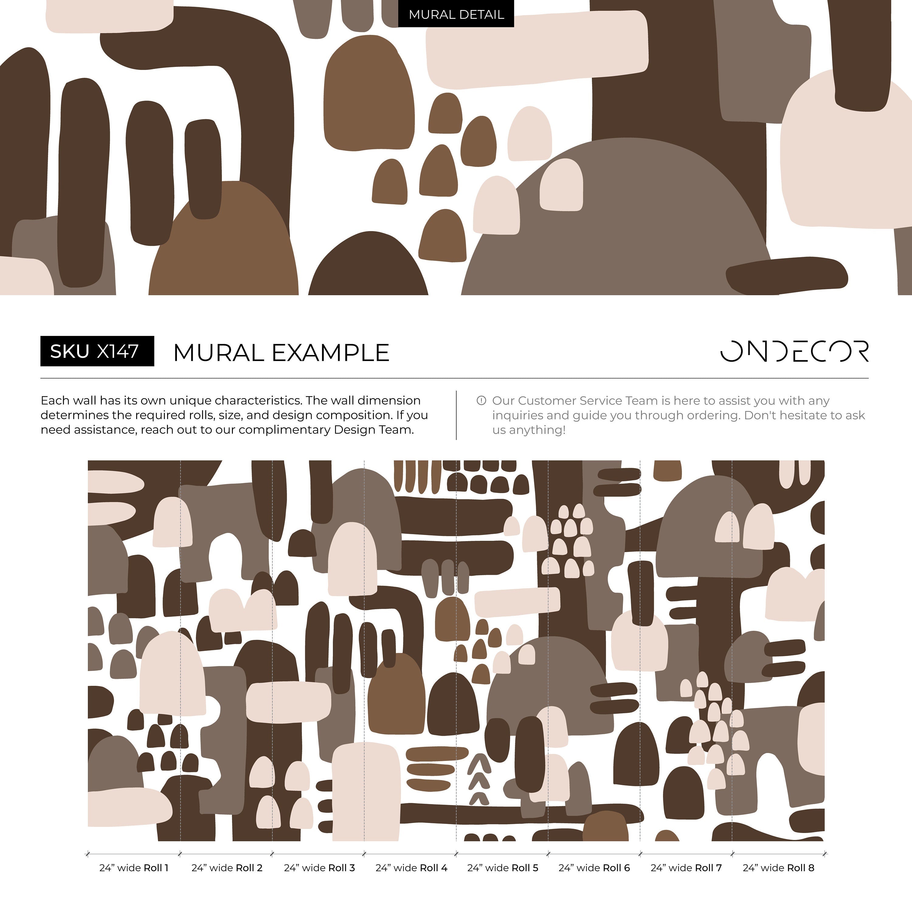 Abstract Wallpaper With Organic Block Shapes In Brown, Taupe, And Beige - X147