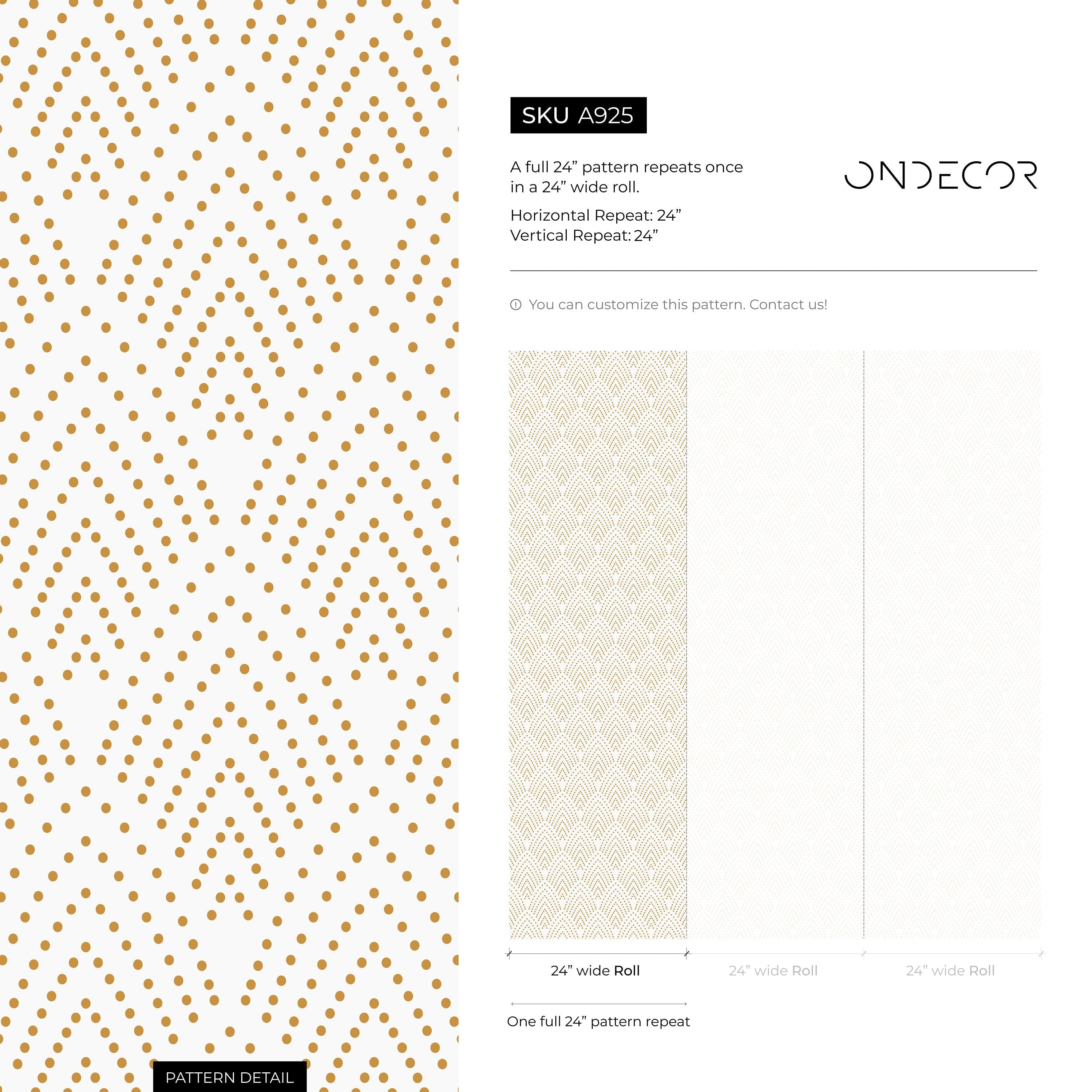 Geometric Wallpaper With A Dotted Arch Motif In Gold - A925