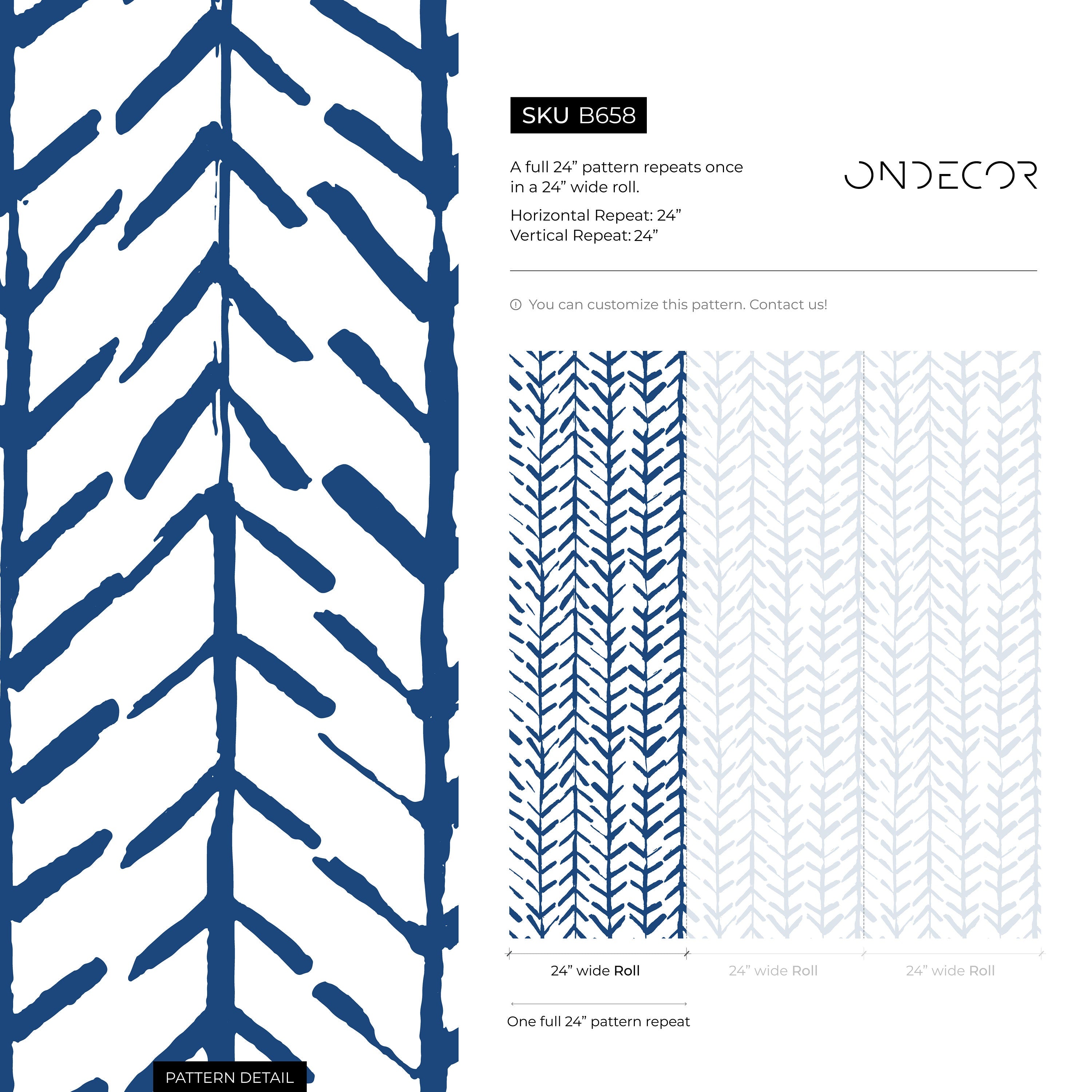 Geometric Wallpaper With A Hand-drawn Arrow Motif In Navy Blue And Gray - B658