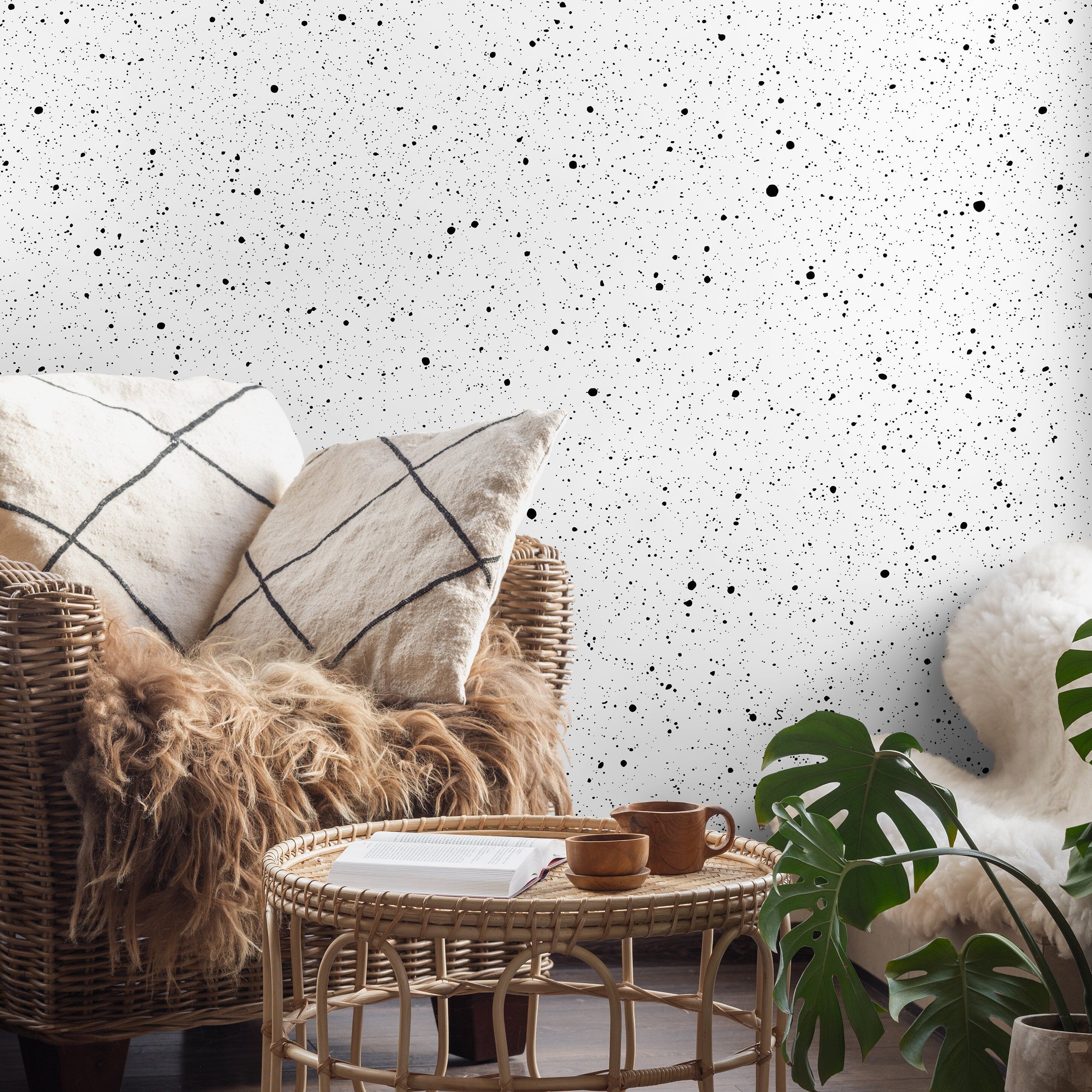 Abstract Wallpaper With An Artistic Splatter Motif In Black And White - A562