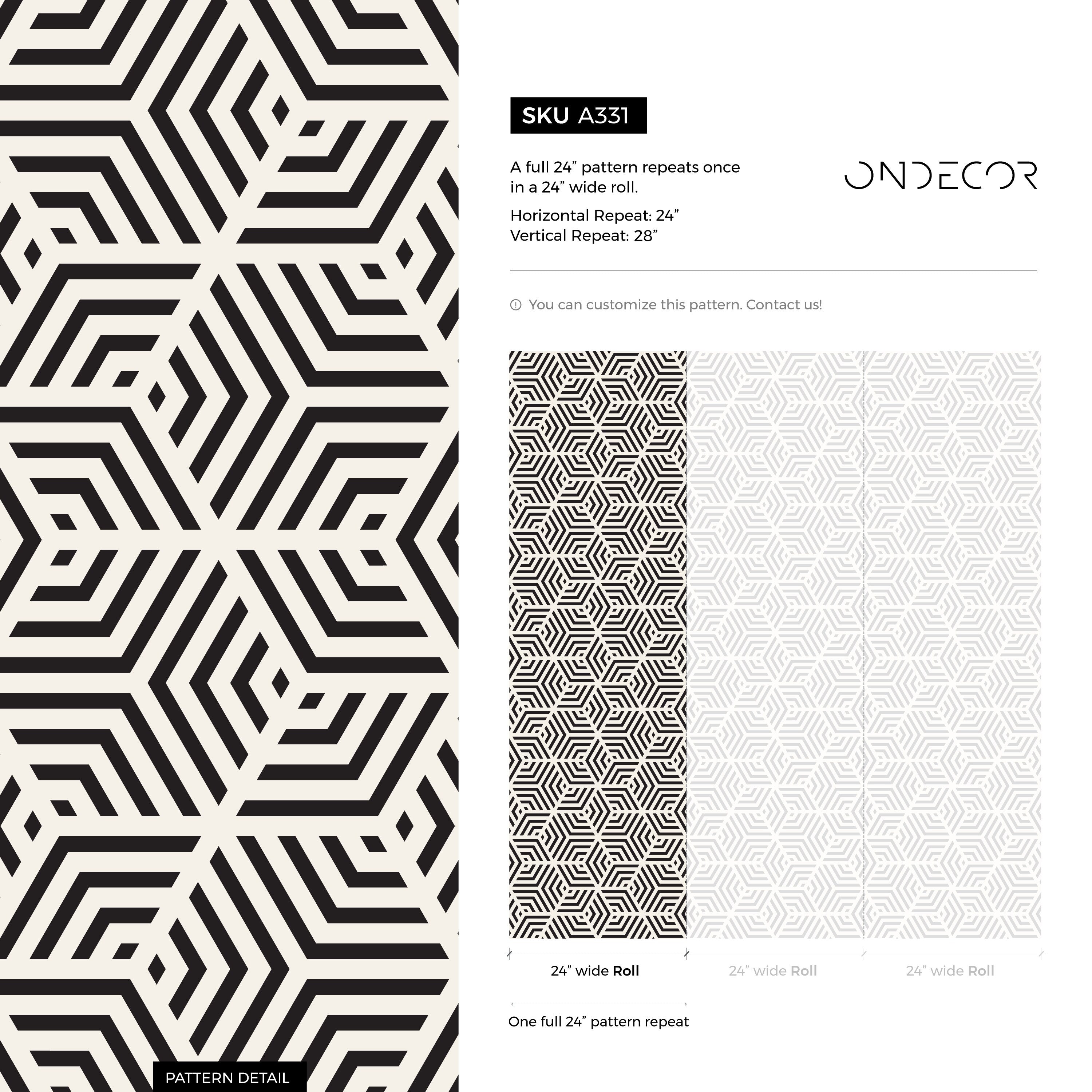Geometric Wallpaper With A 3d Cube Motif In Black And Cream - A331
