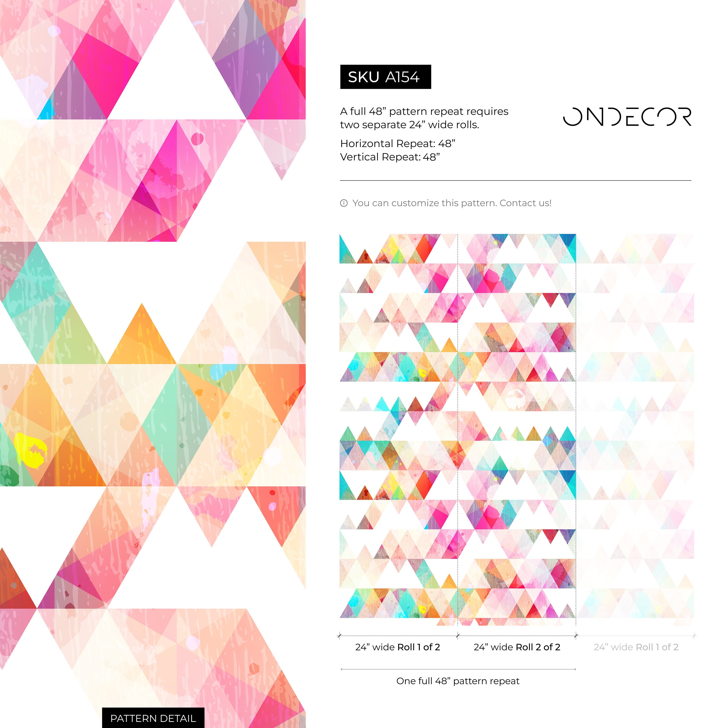 Geometric Wallpaper With Watercolor Triangles In Pink, Teal, And Yellow - A154