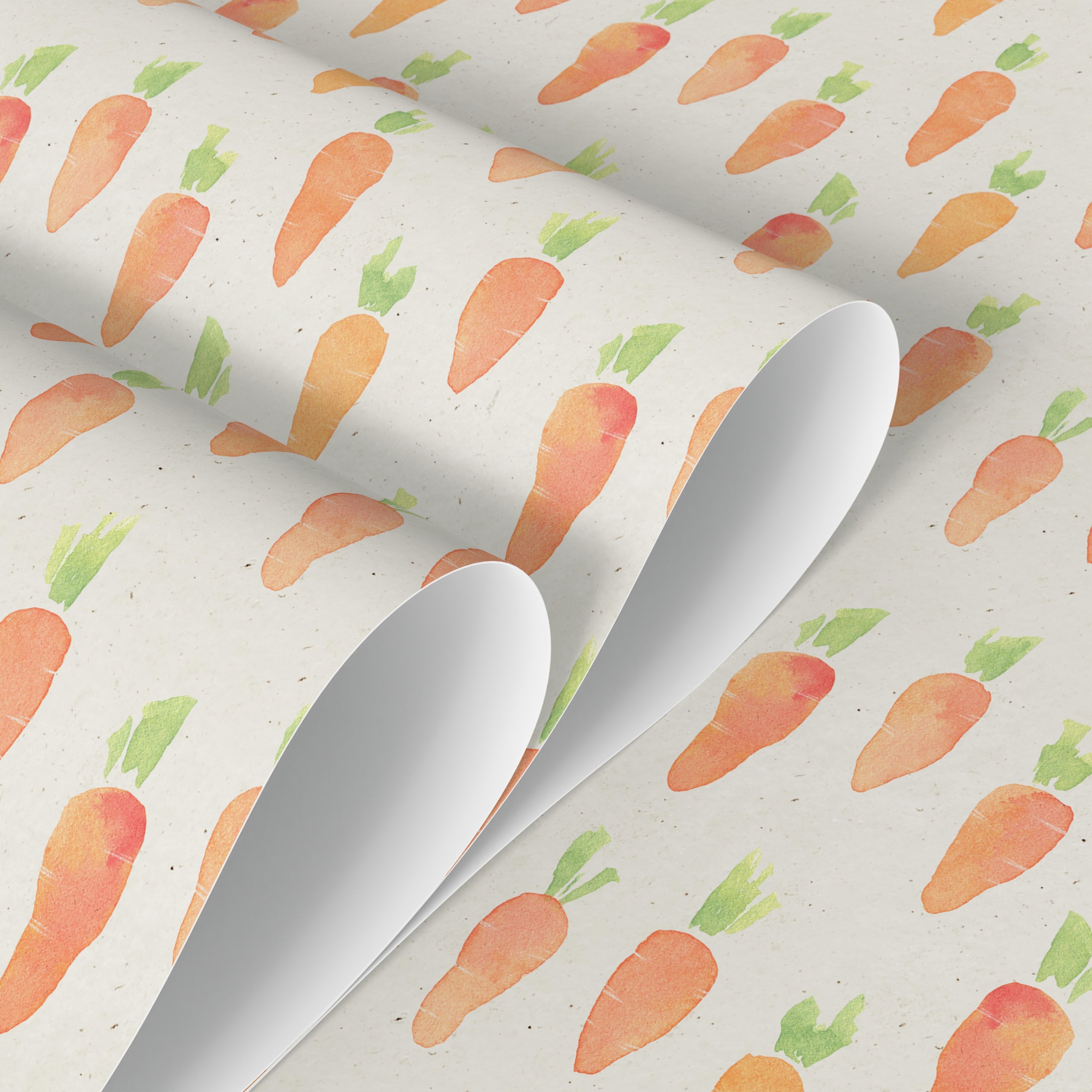 Kids Wallpaper With A Watercolor Carrot Pattern In Orange And Green - A312
