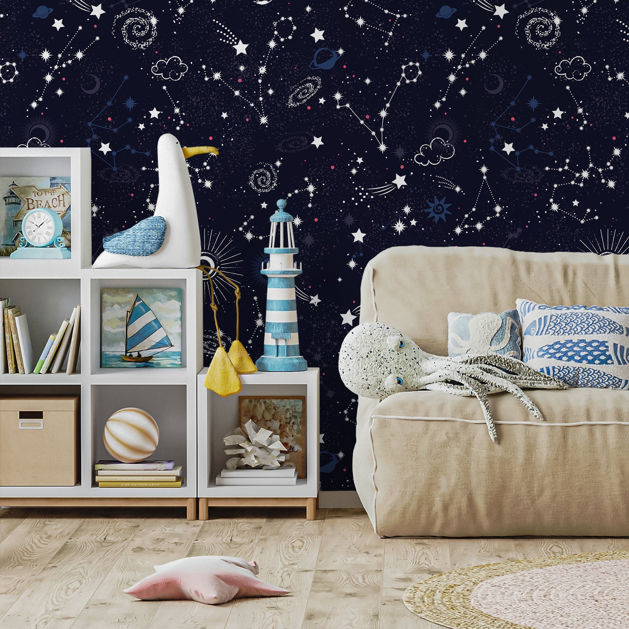 Space Wallpaper With Stars And Galaxies In Blue, White, And Pink - A485