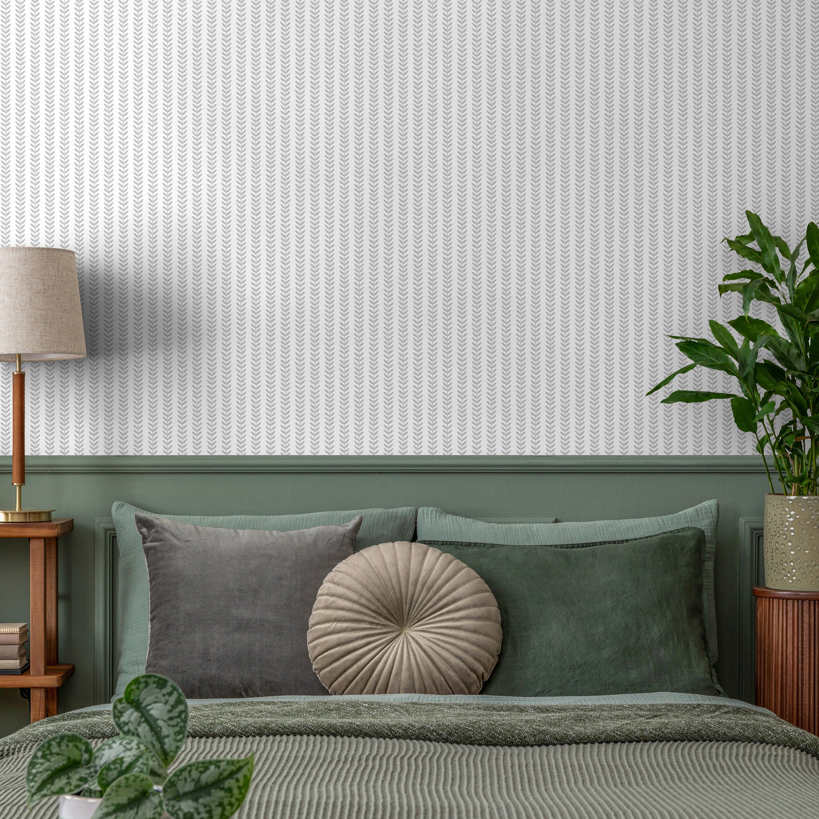 Scandinavian Wallpaper With A Minimalist Vine Stripe In Gray - A700