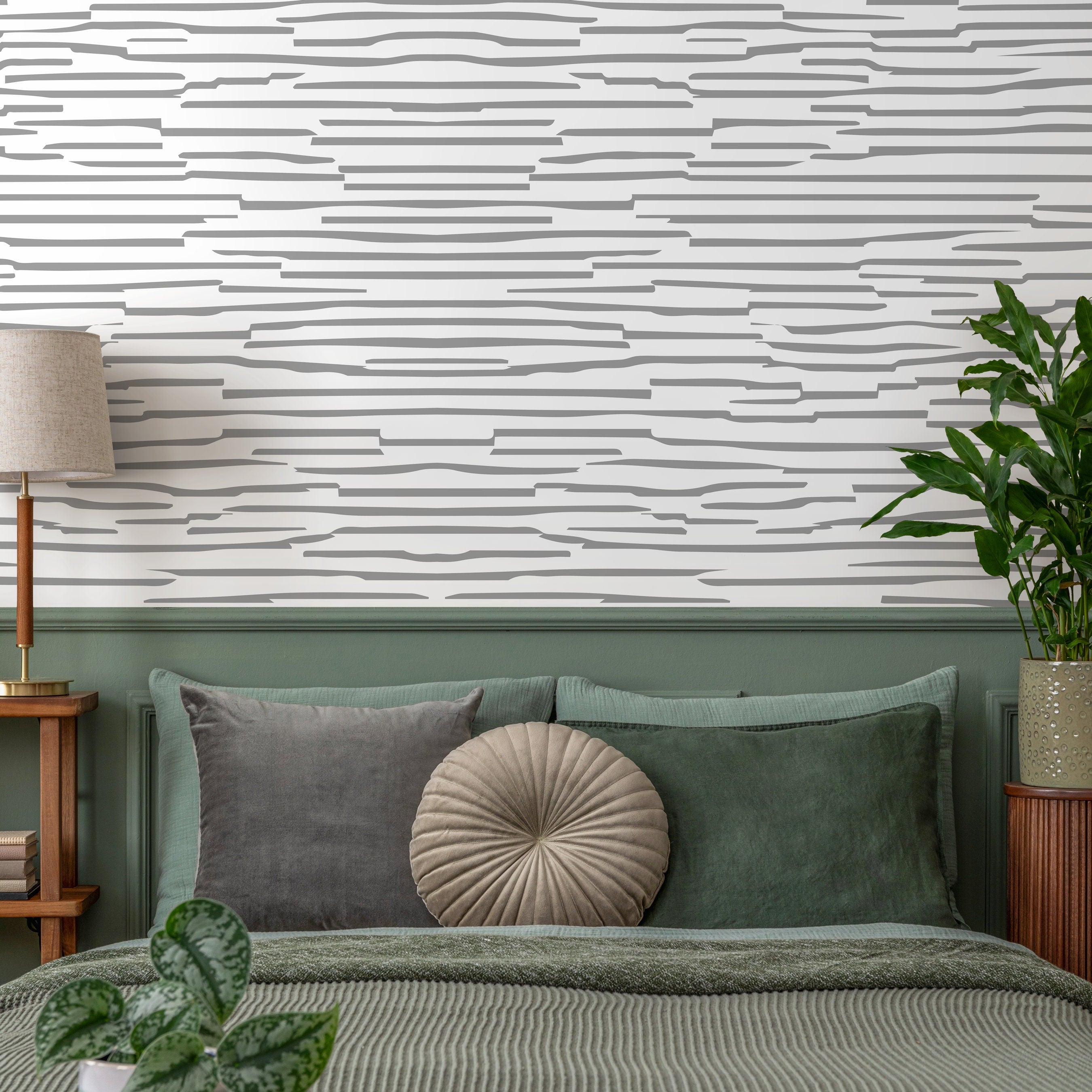 Abstract Wallpaper With Irregular Horizontal Lines In Gray - A009