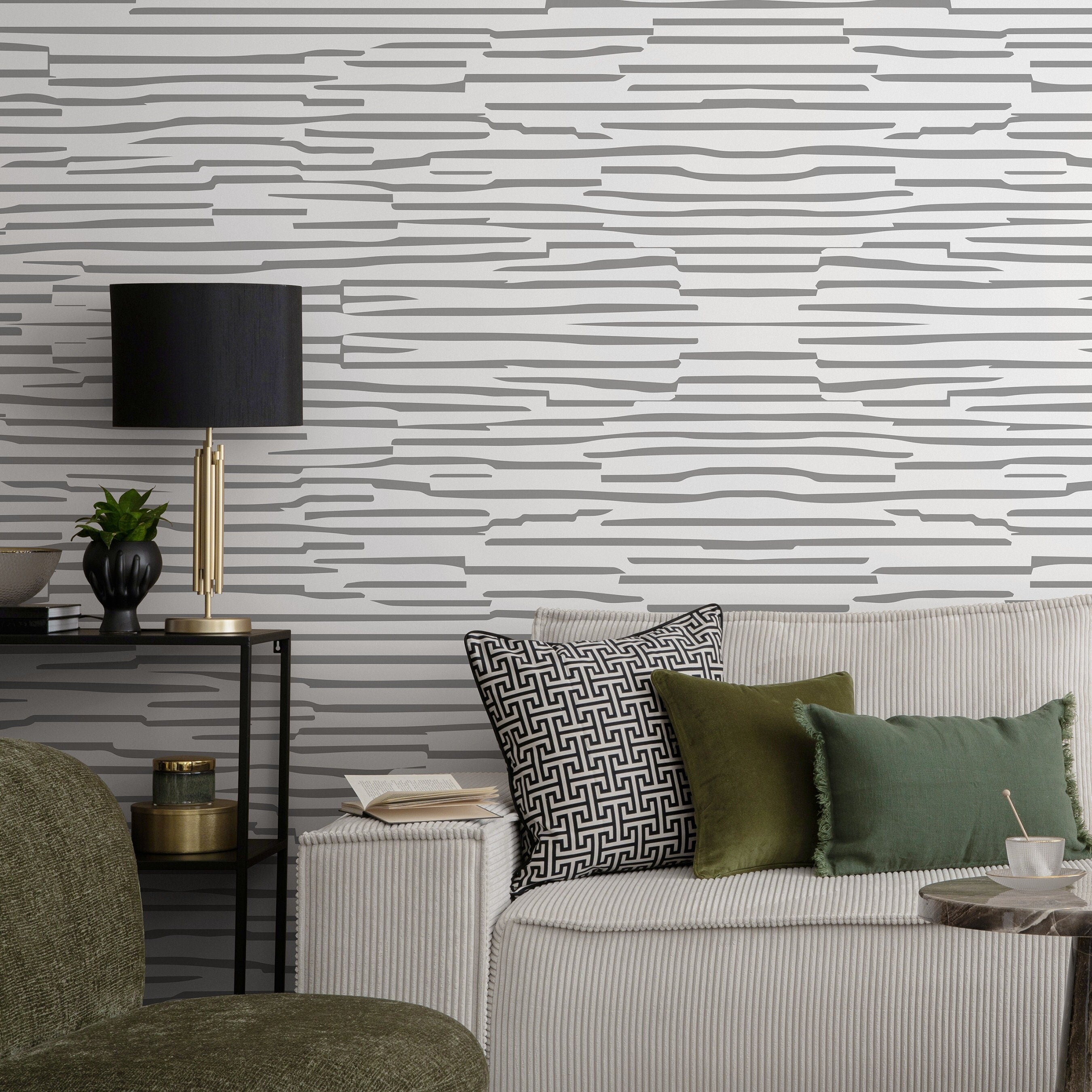 Abstract Wallpaper With Irregular Horizontal Lines In Gray - A009