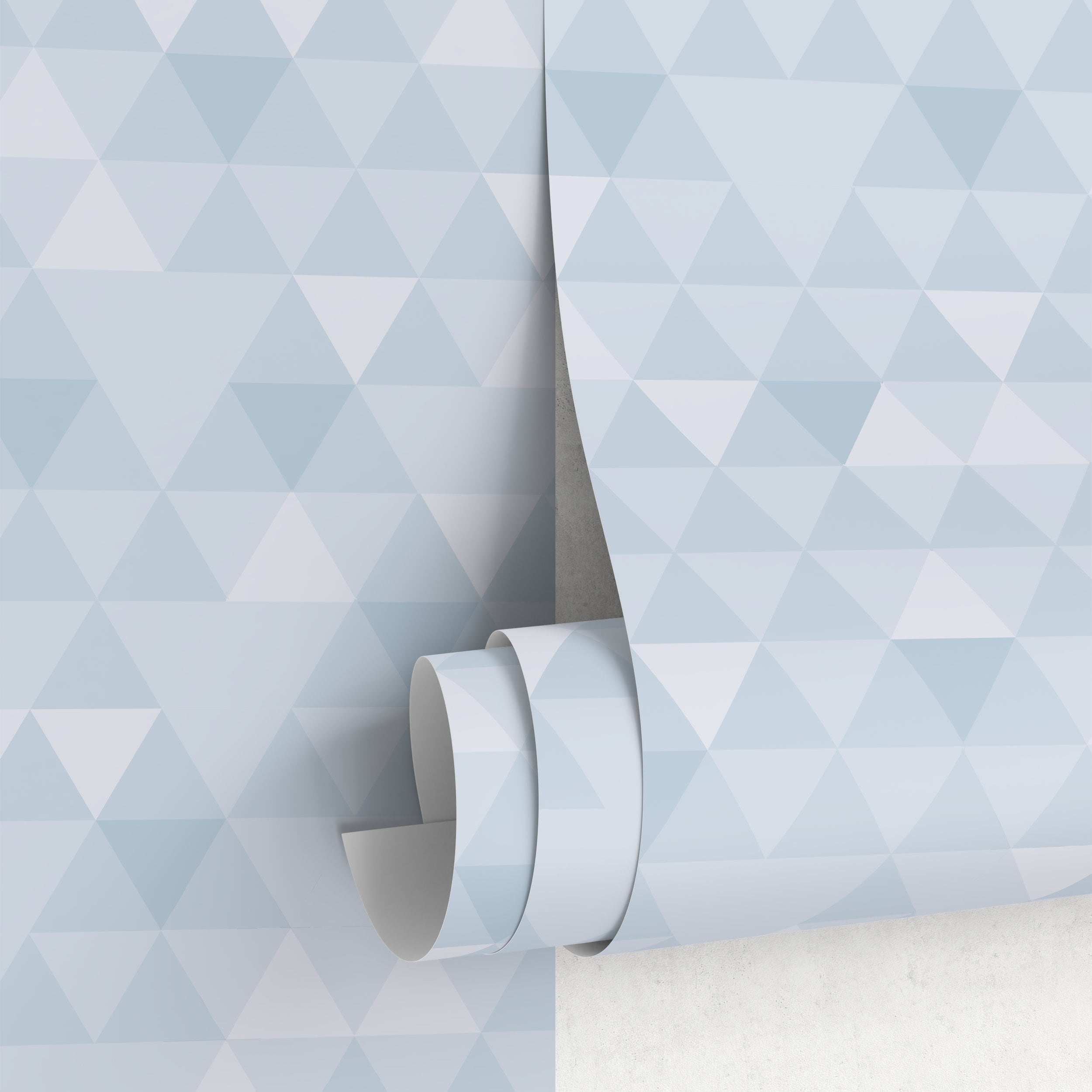 Geometric Wallpaper With A Modern Triangle Mosaic In Shades Of Blue - A010