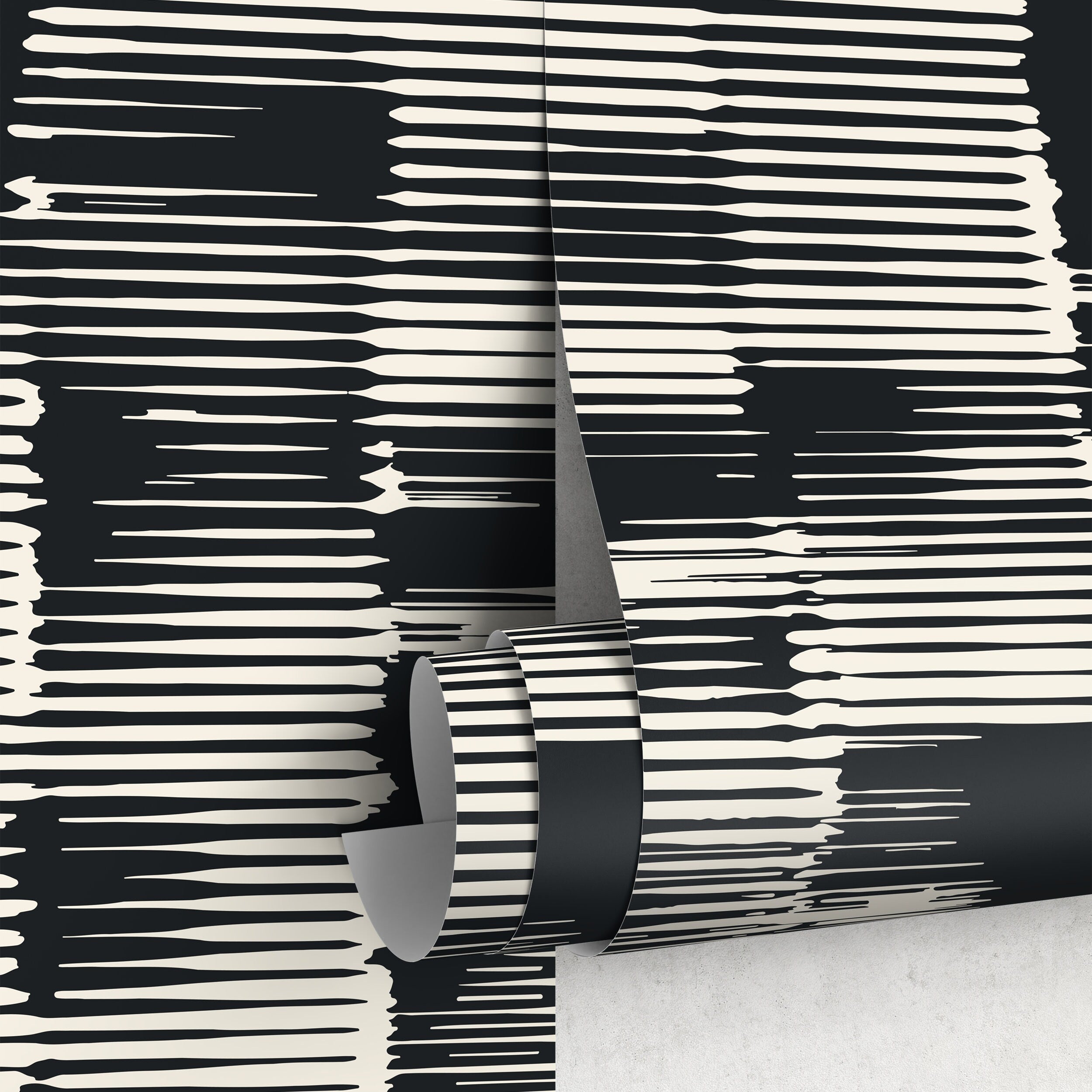 Abstract Wallpaper With Distorted Lines In Black And Cream - A468