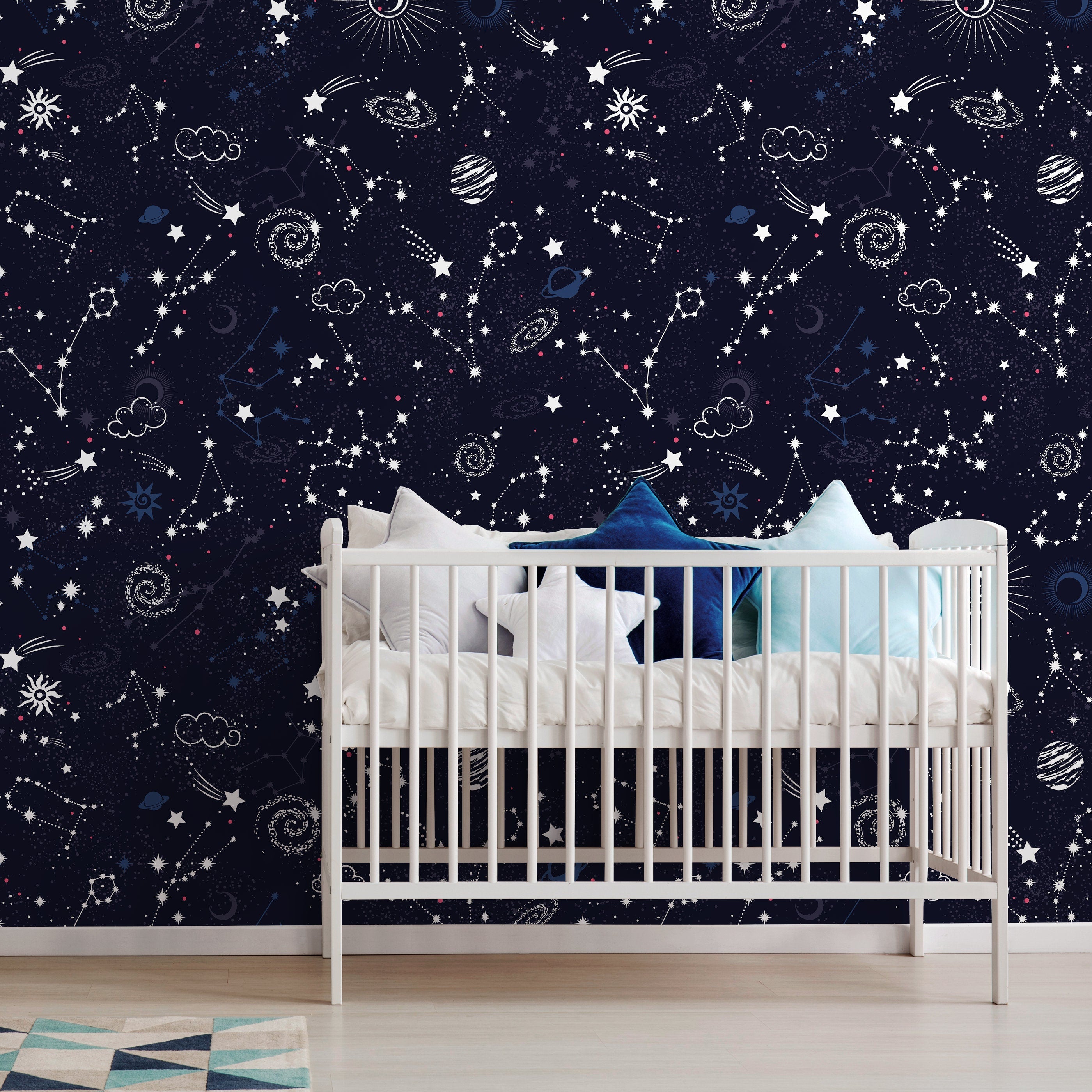 Space Wallpaper With Stars And Galaxies In Blue, White, And Pink - A485