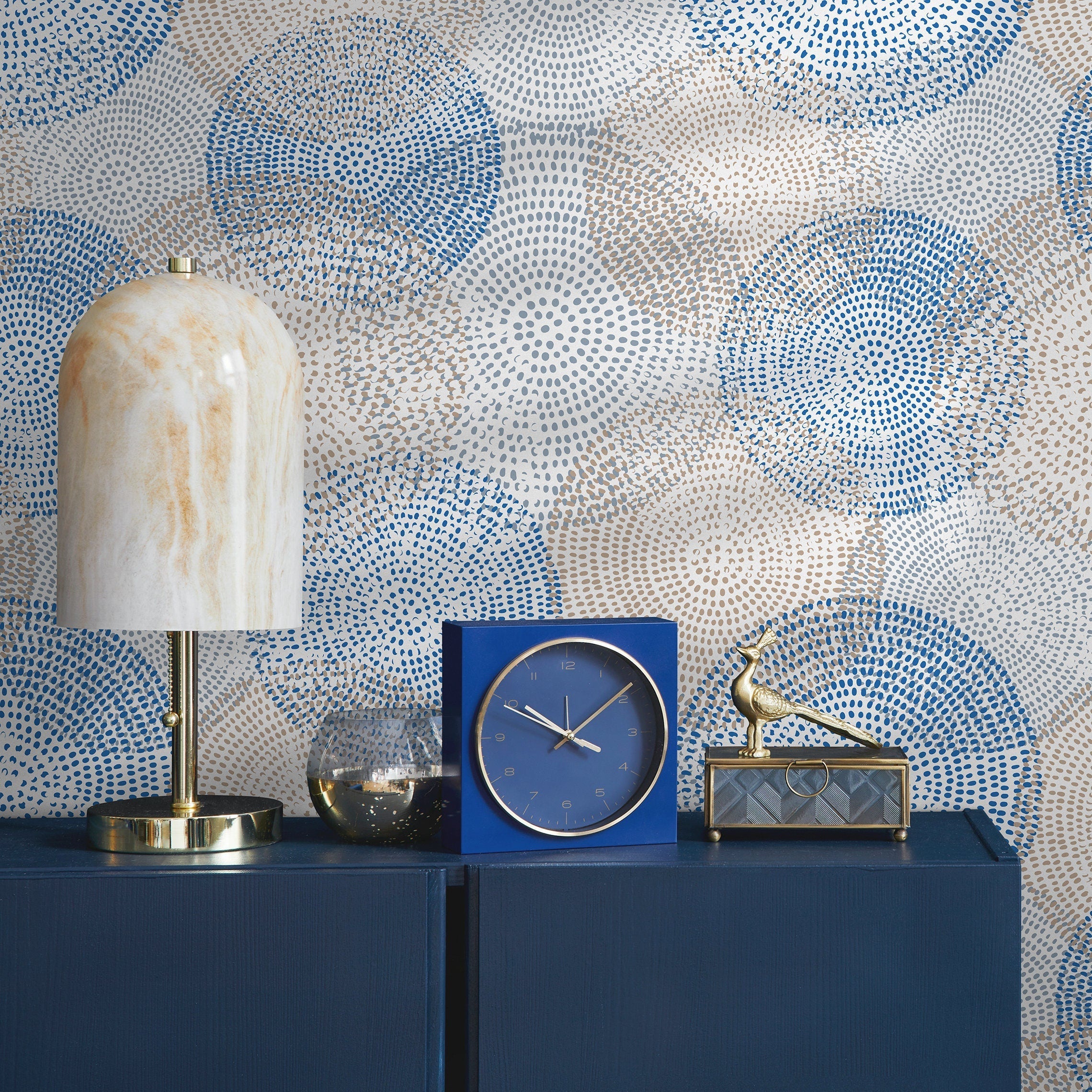 Abstract Wallpaper With A Dotted Circle Motif In Blue And Gray - A053