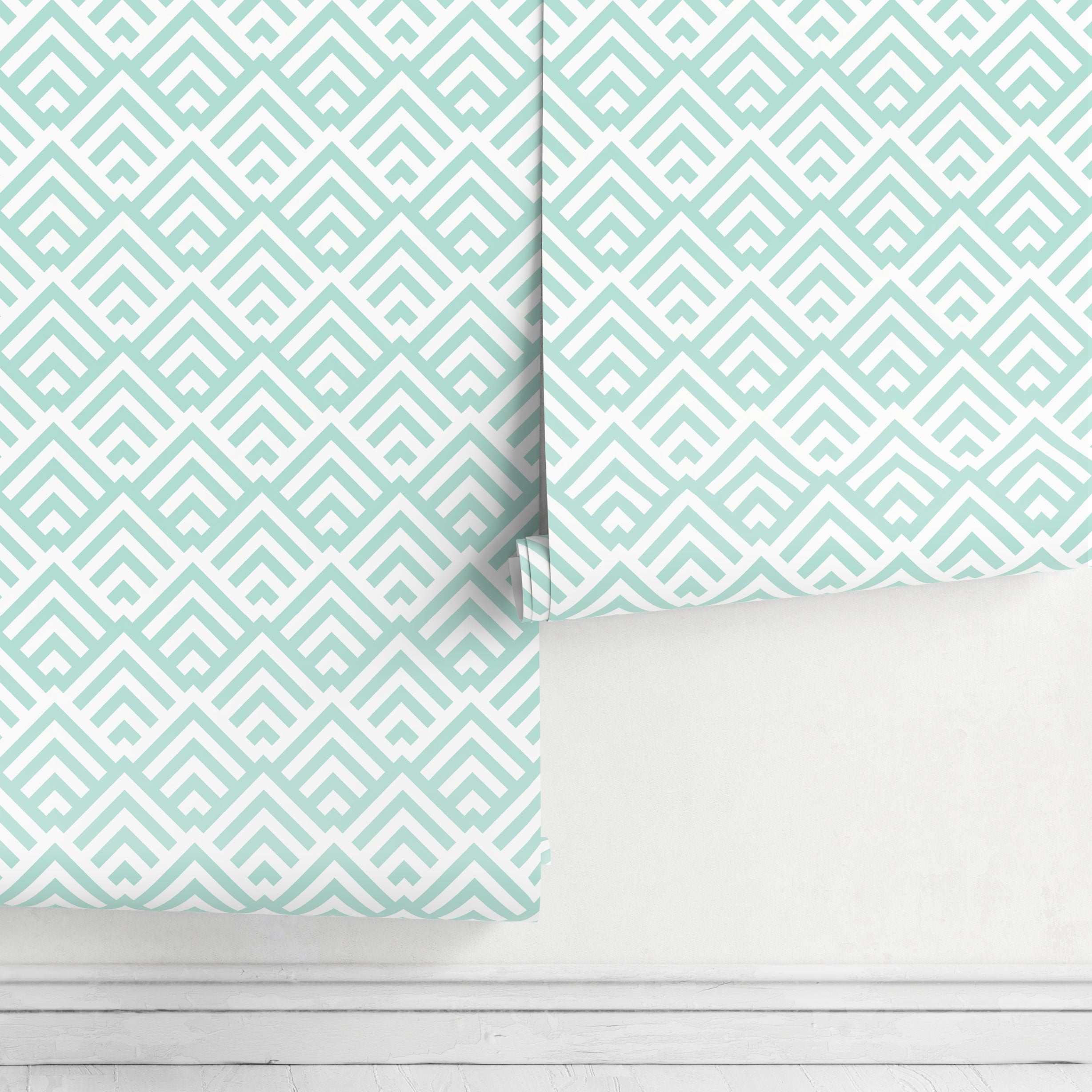 Geometric Wallpaper With A Modern Chevron Pattern In Light Blue - A108