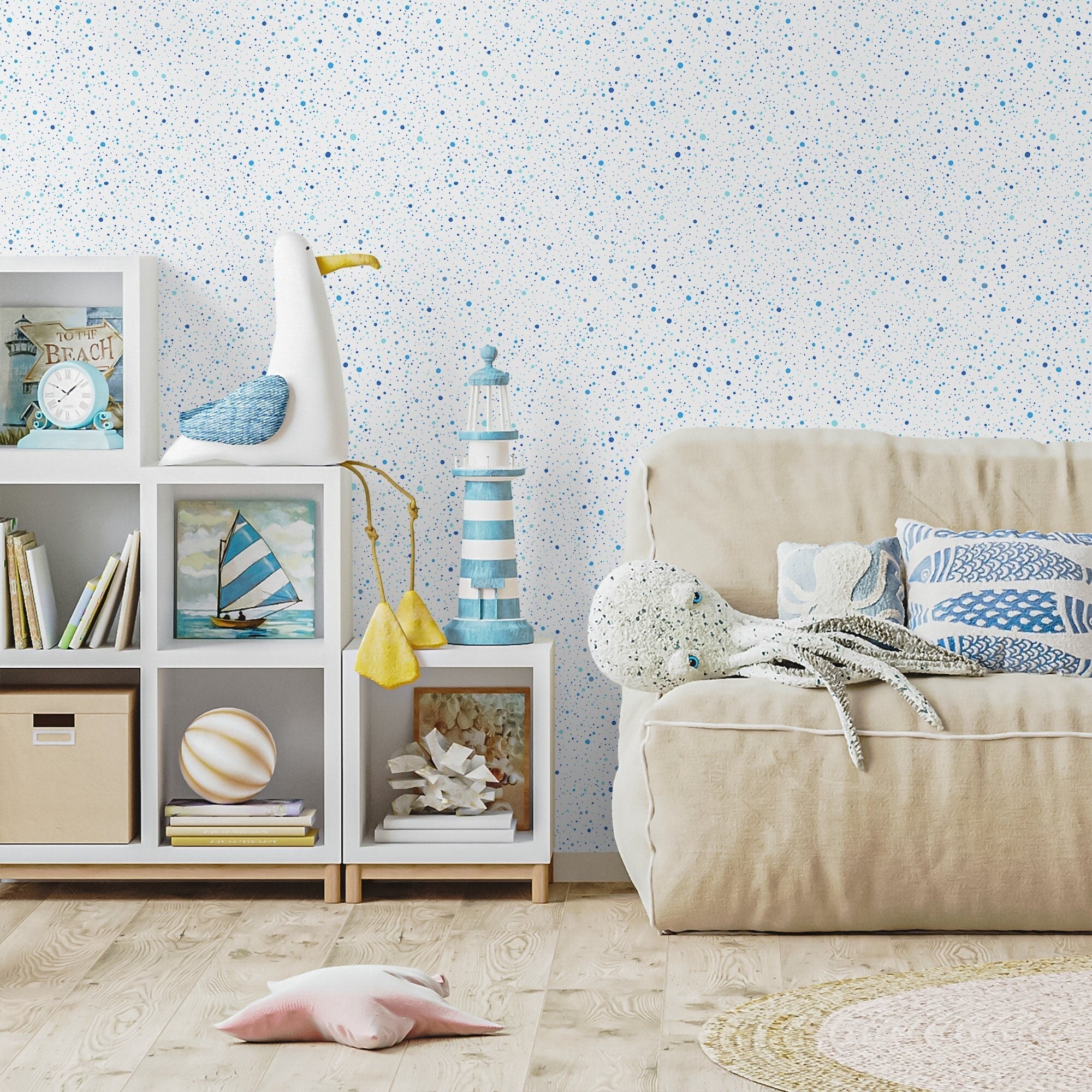 Abstract Wallpaper With A Splatter Dot Motif In Blue - A114