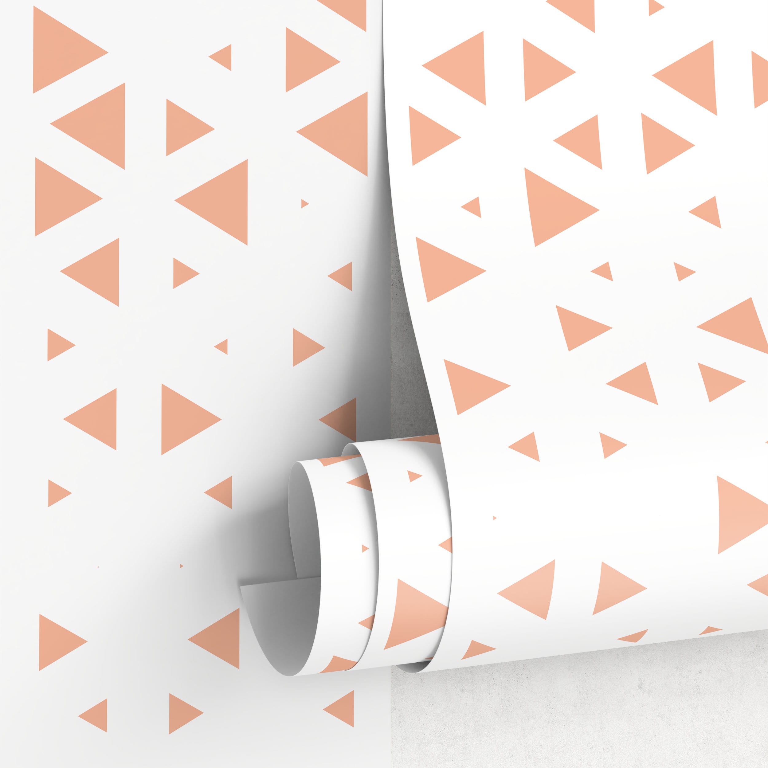 Geometric Wallpaper With A Repeating Triangle Motif In Terracotta - A024