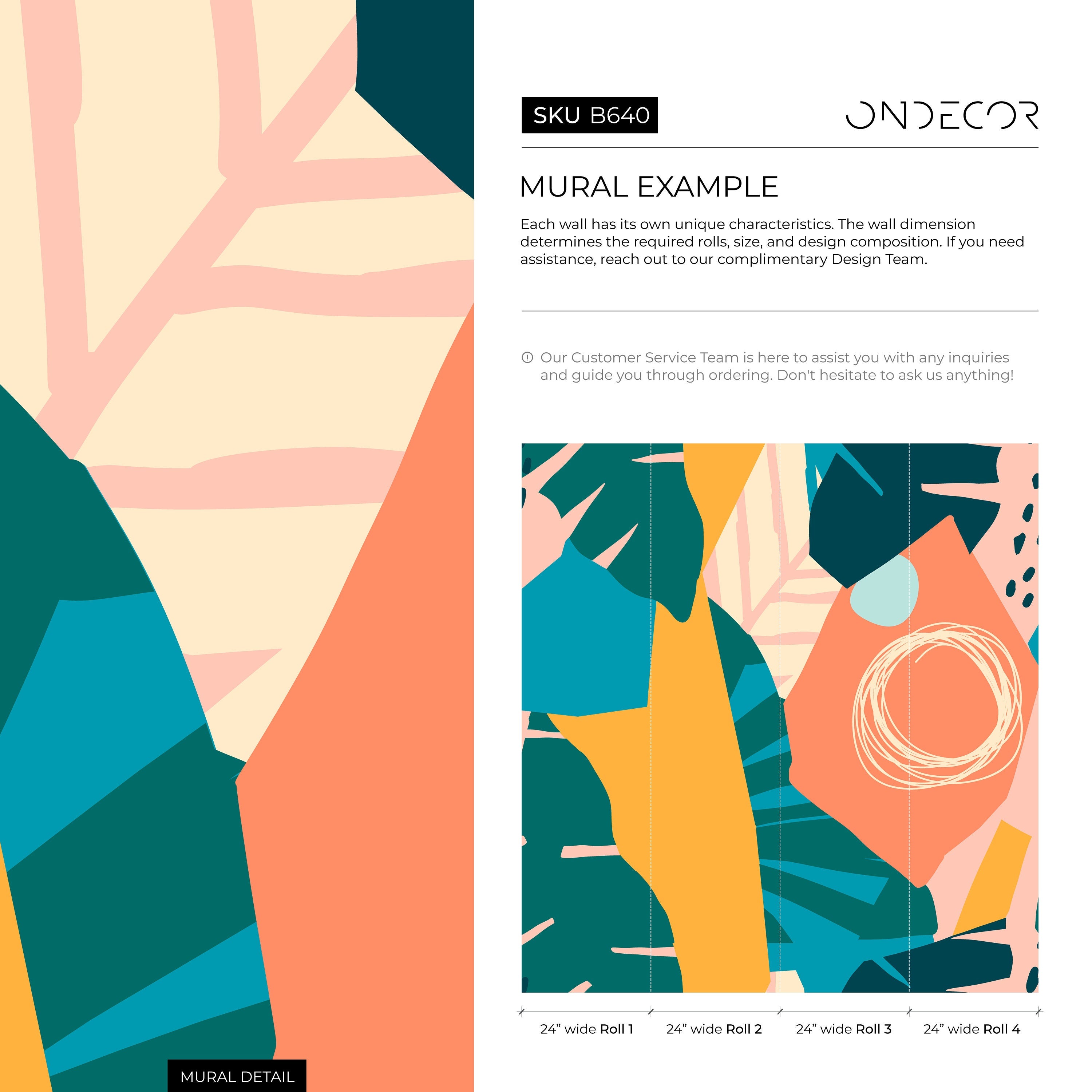 Abstract Wallpaper With Colorful Cut-out Shapes In Teal, Yellow, And Orange - B640