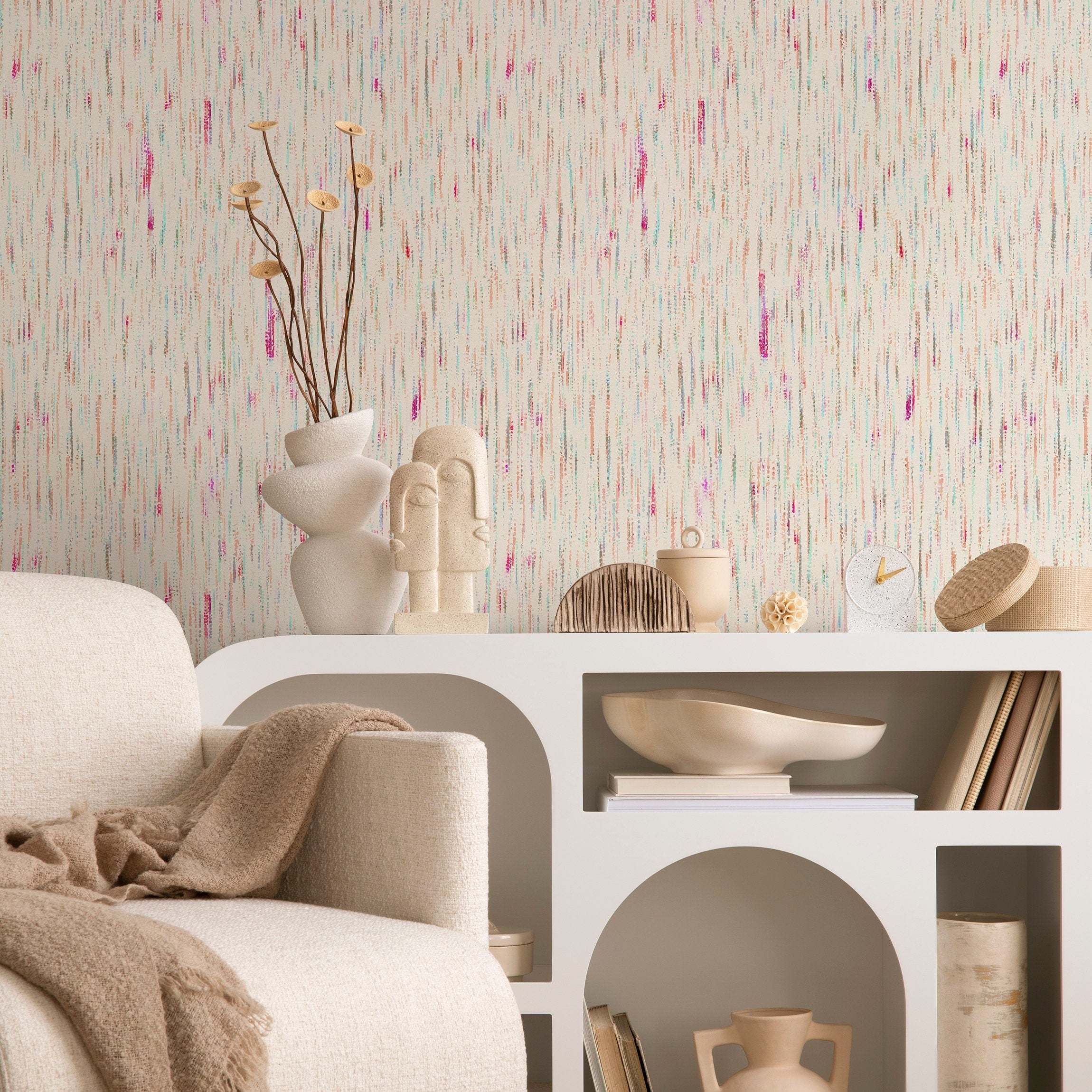 Abstract Wallpaper With Colorful Dotted Streaks In Pink, Blue, And Orange - A803