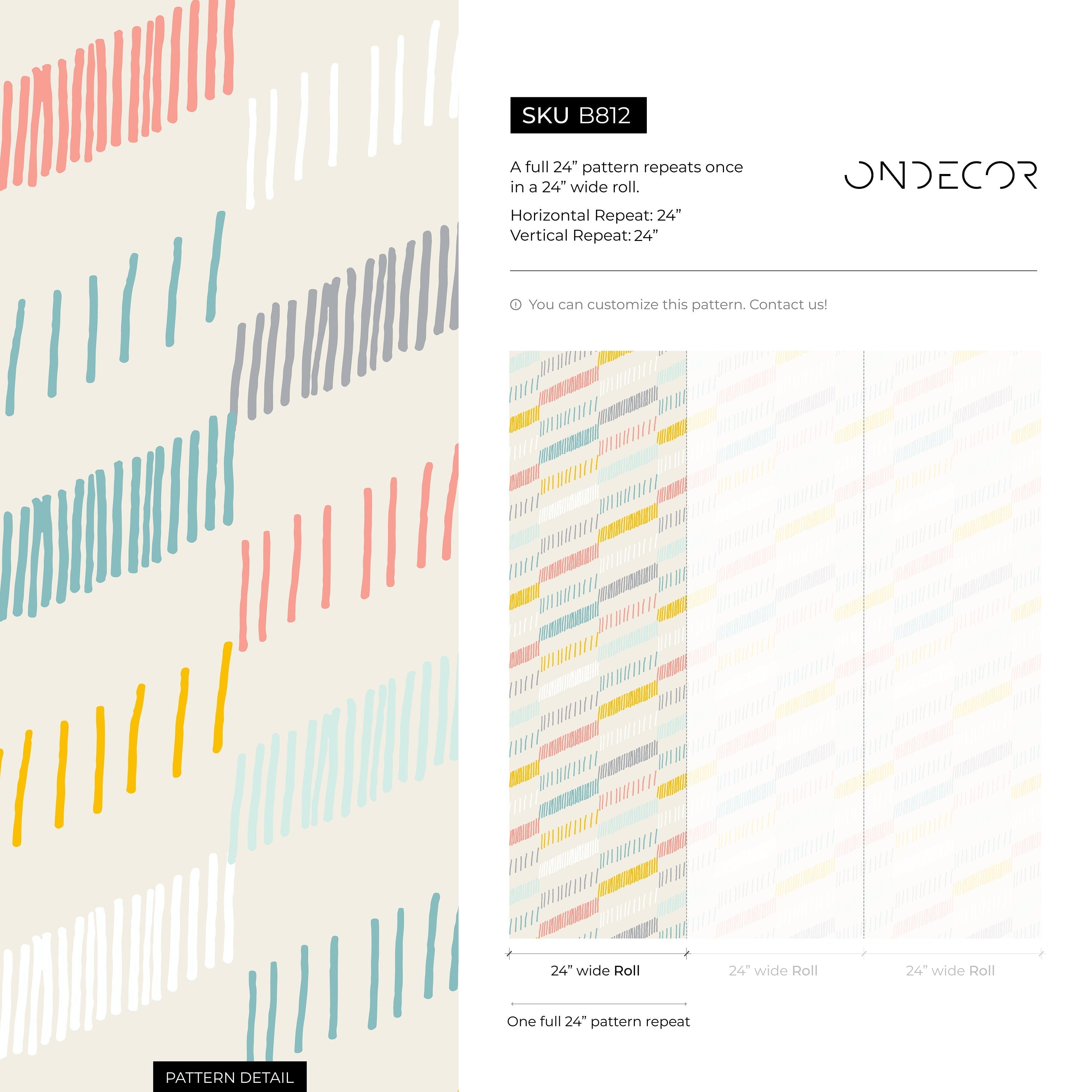 Abstract Wallpaper With Dashed Diagonal Lines In Yellow, Pink, And Blue - B812