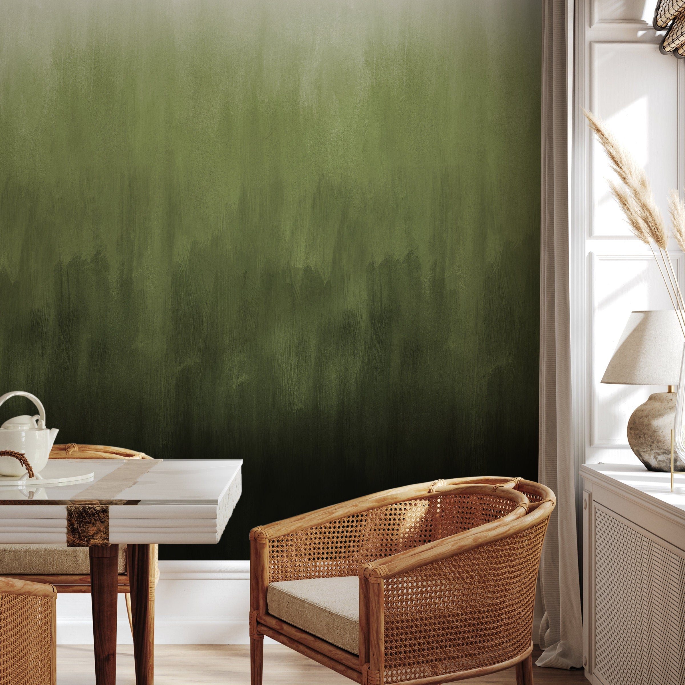 Abstract Wallpaper With An Ombre Effect In Green And Black - X160