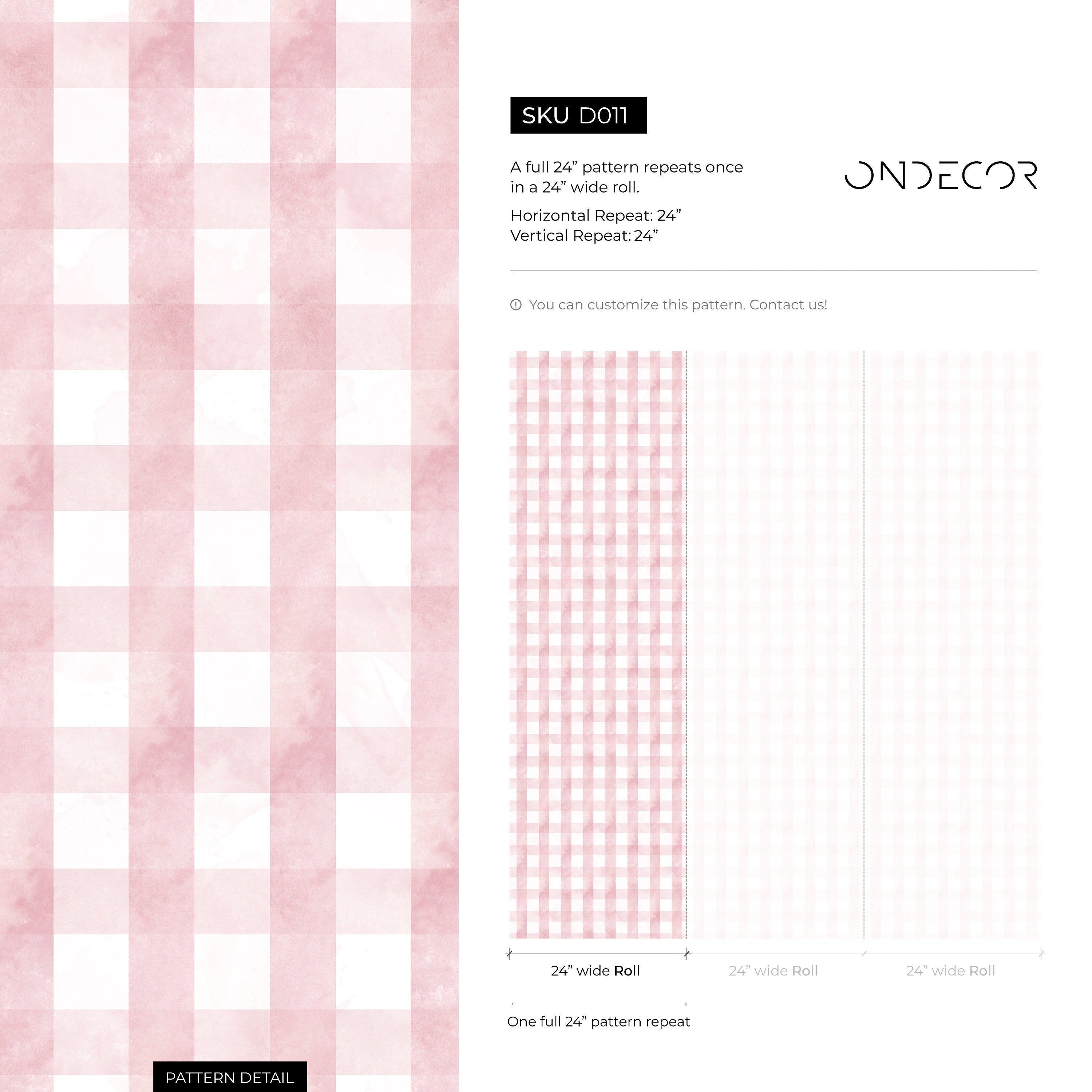 Gingham Wallpaper With A Watercolor Texture In Pink - D011
