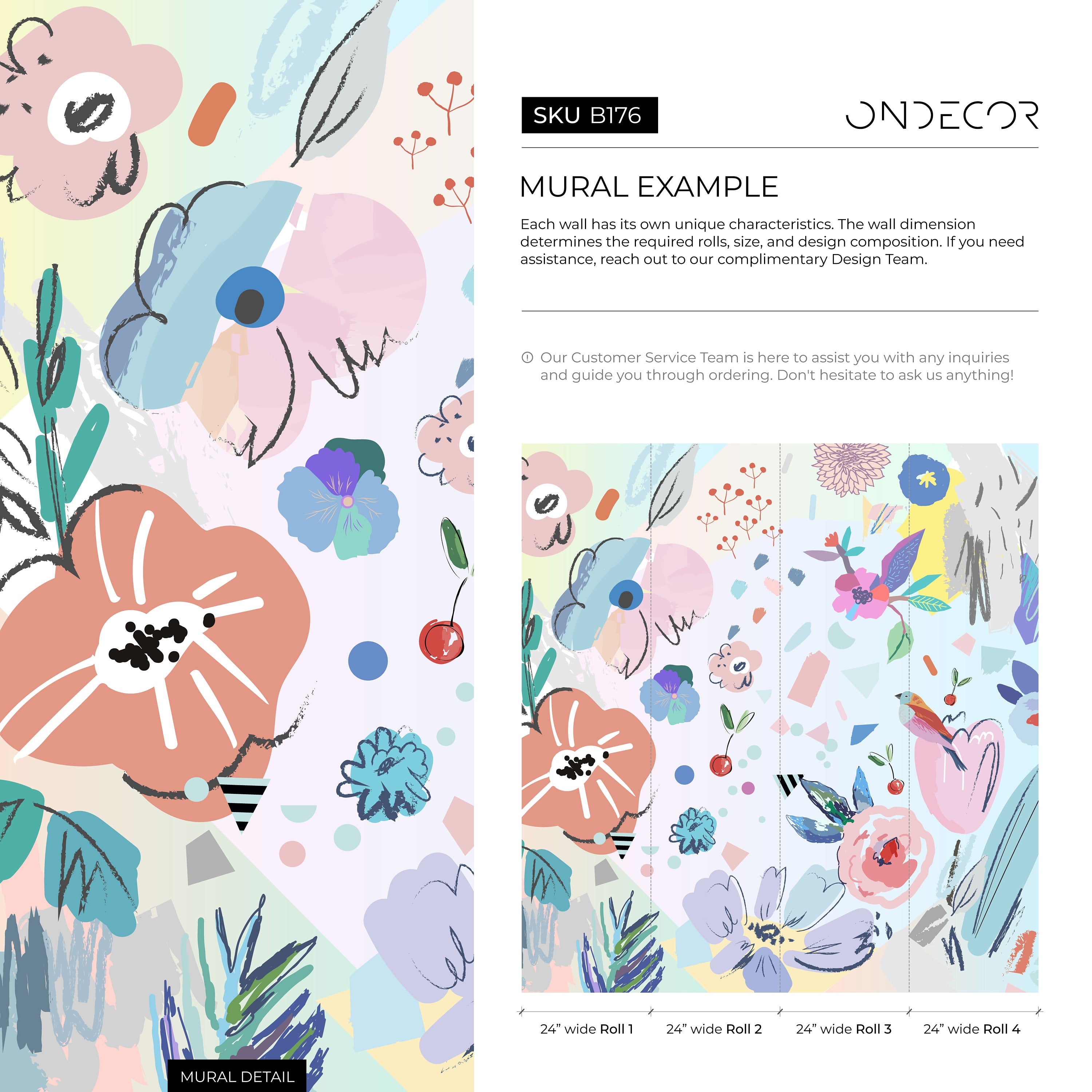 Abstract Wallpaper With A Collage Of Flowers And Shapes In Pink, Blue, And Purple - B176