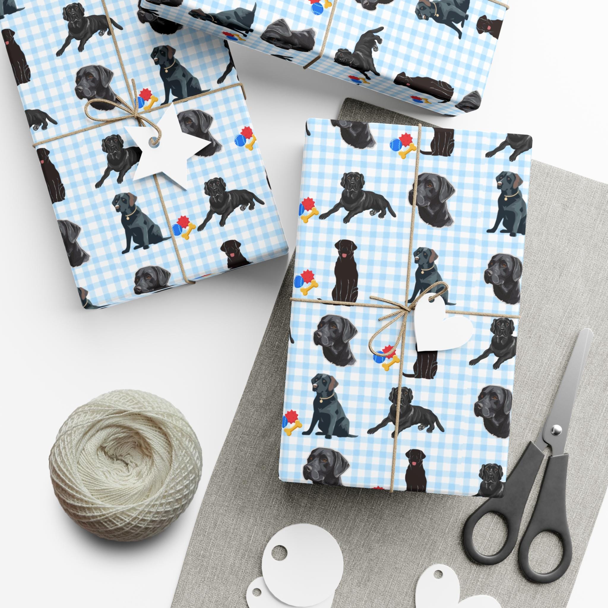 Black Lab Gingham Wrapping Paper