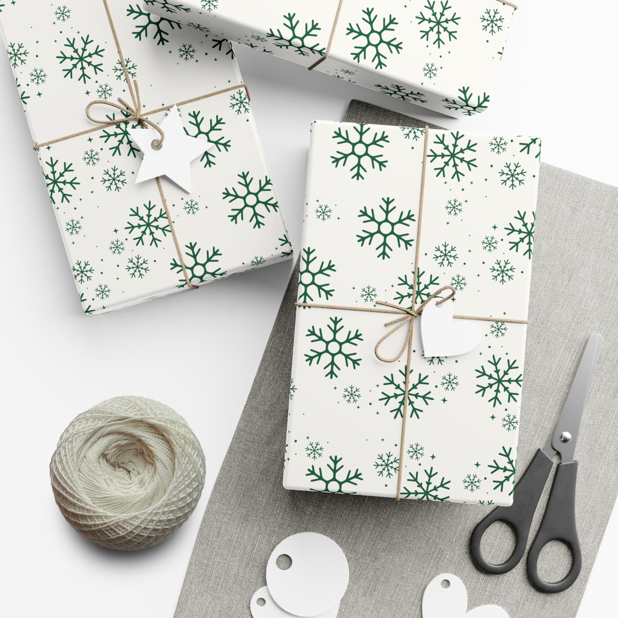 Green Snowflakes Christmas Wrapping Paper