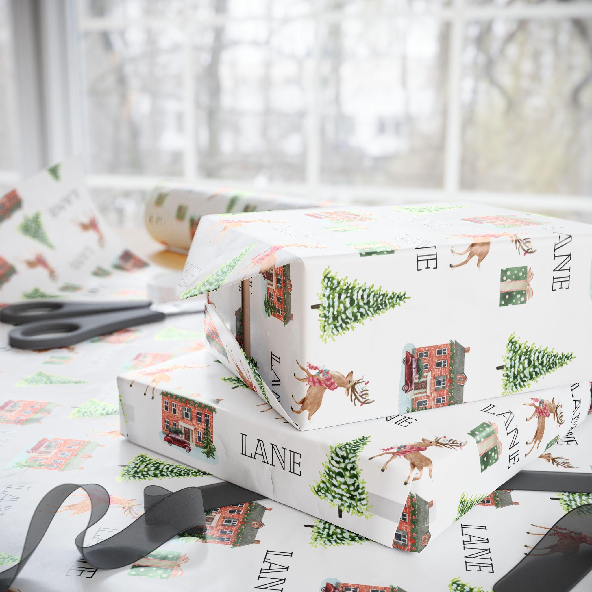 Christmas At Home Personalized Wrapping Paper