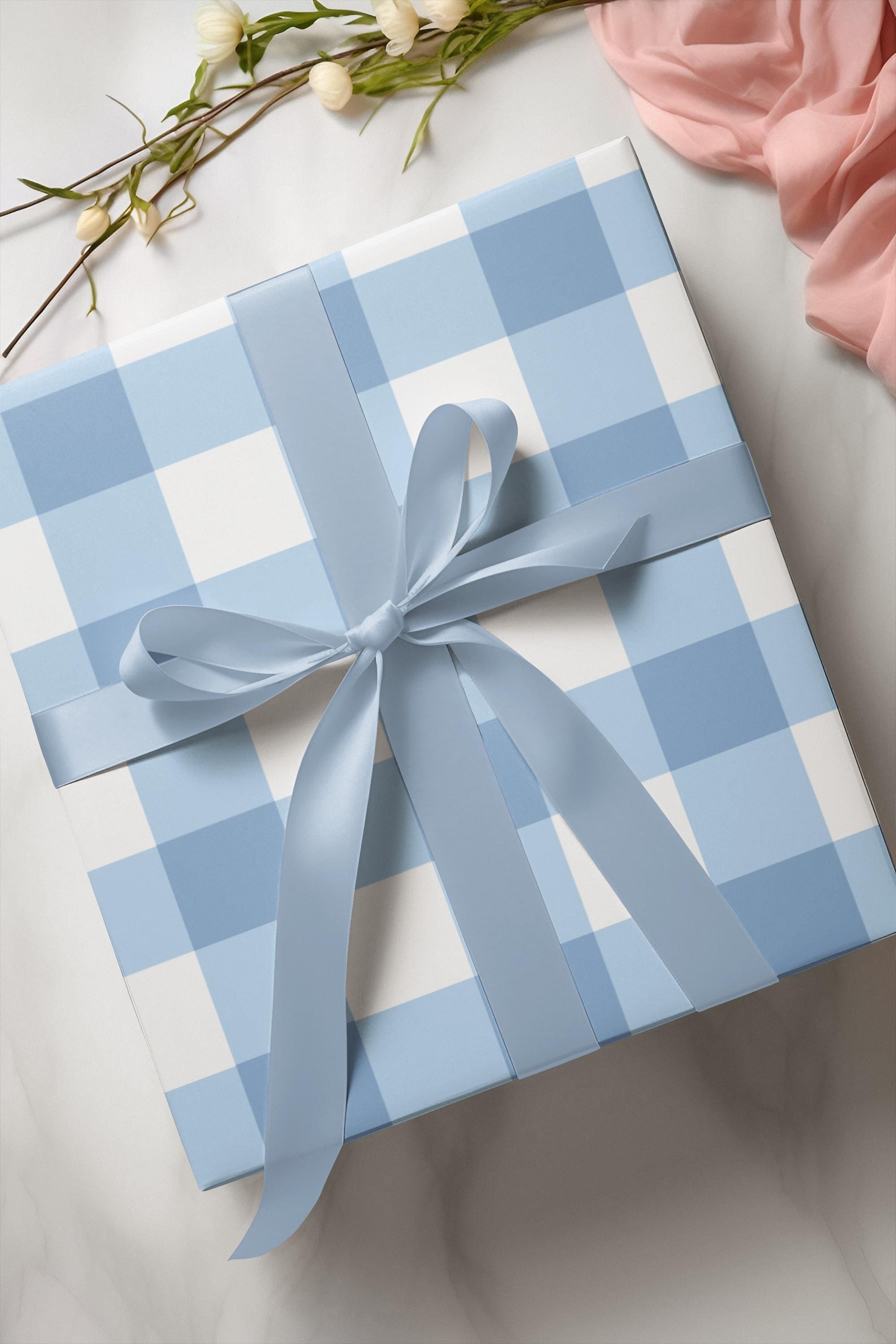 Light Blue Gingham Wrapping Paper
