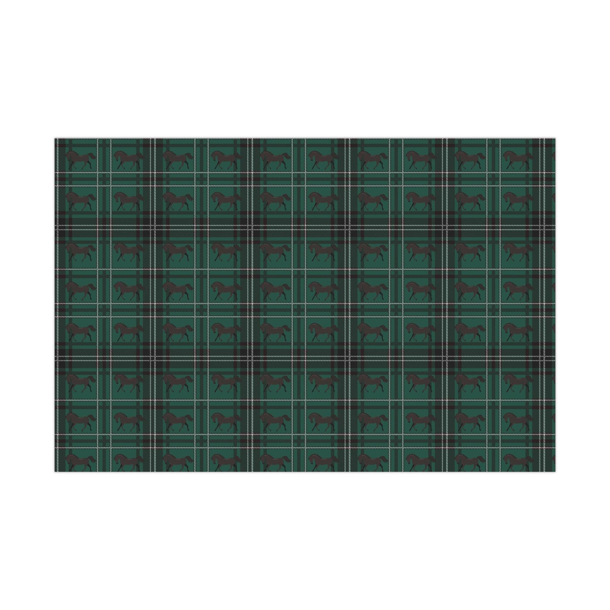 Green Plaid Horse Wrapping Paper