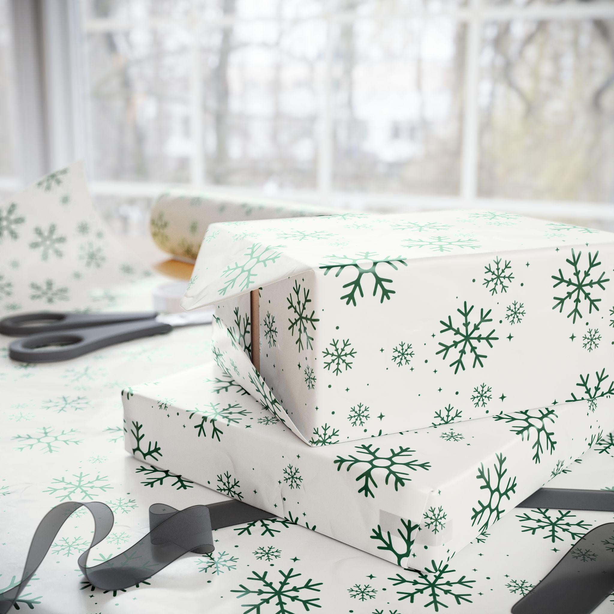 Green Snowflakes Christmas Wrapping Paper