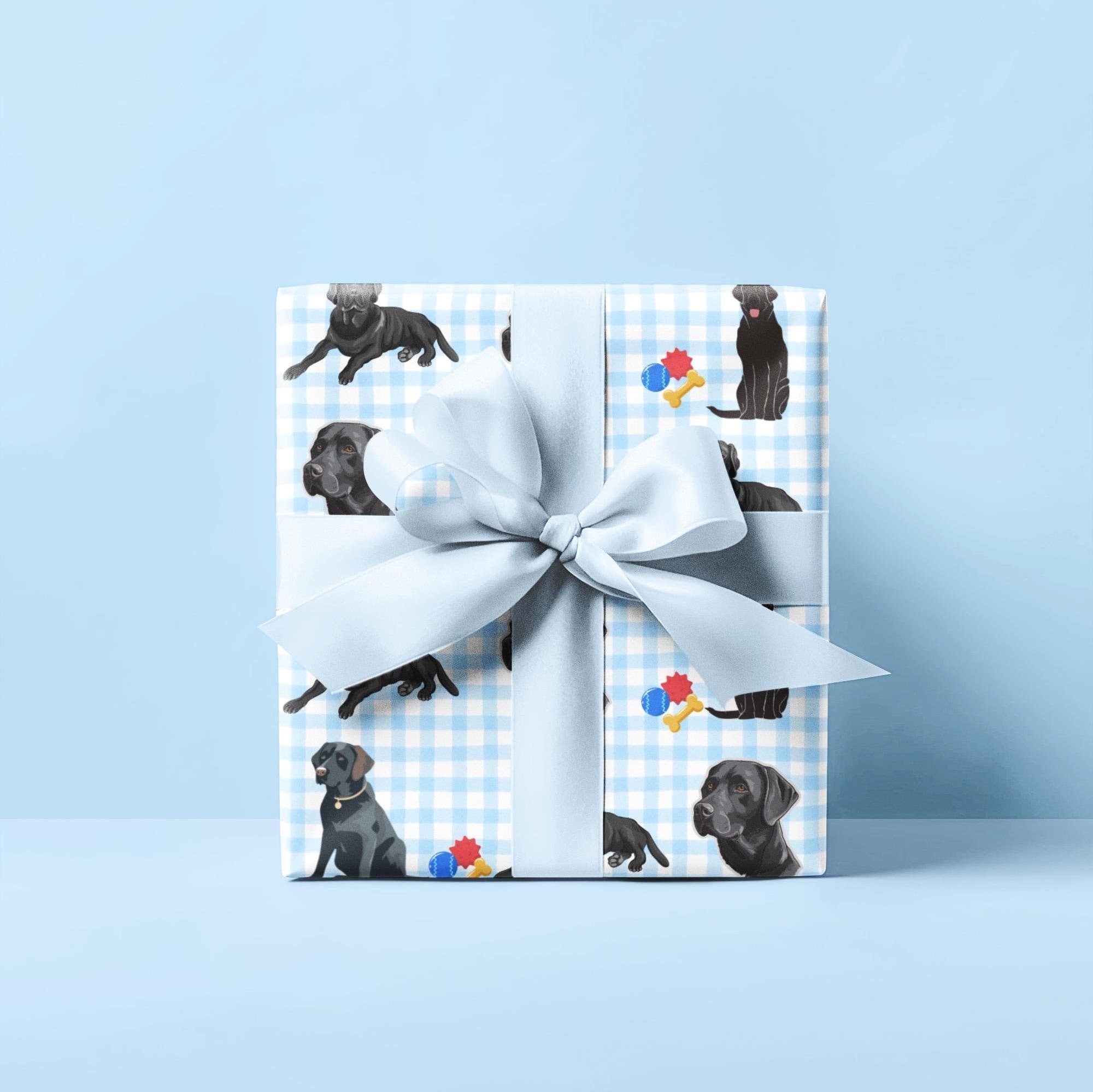 Black Lab Gingham Wrapping Paper