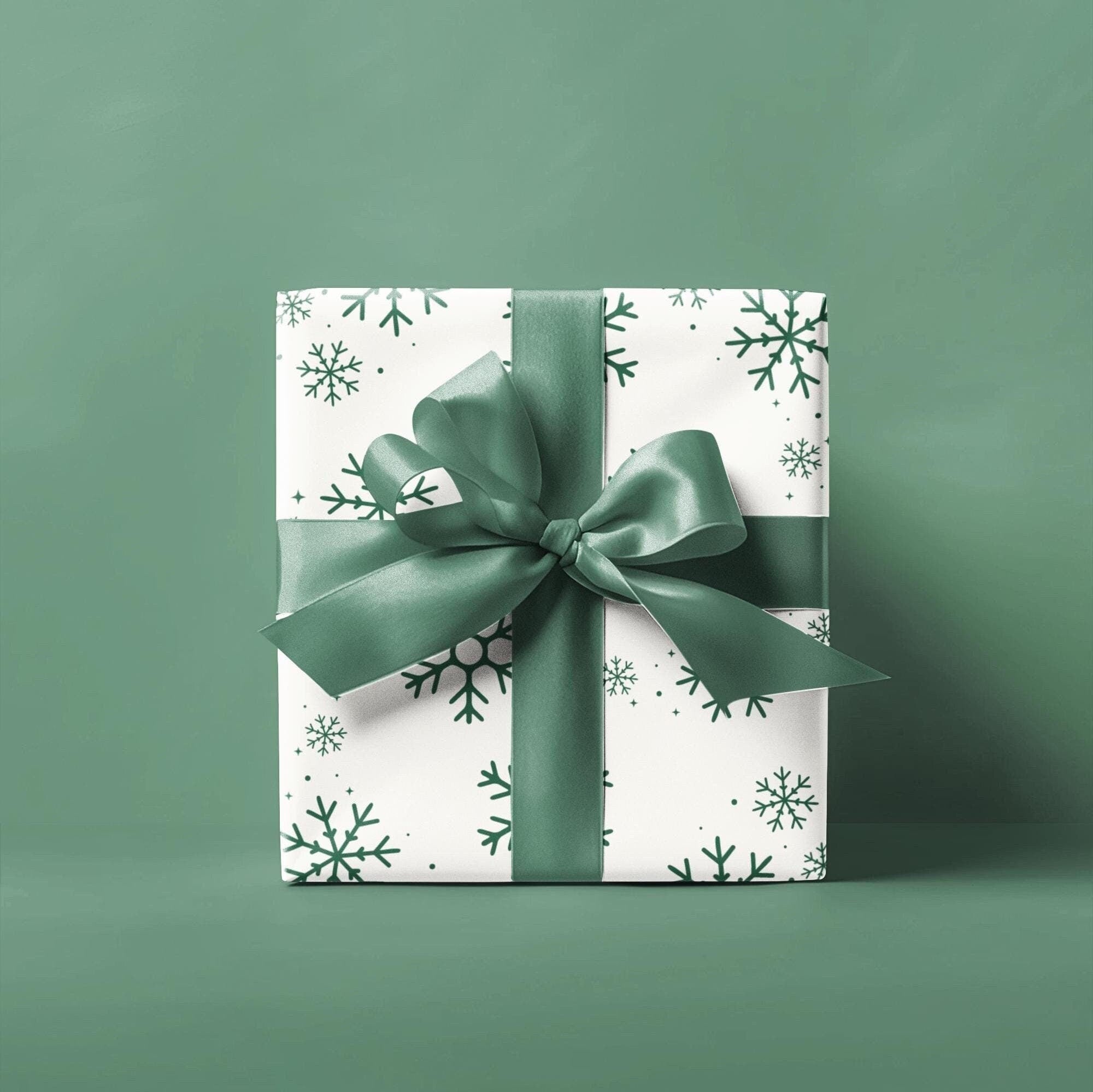 Green Snowflakes Christmas Wrapping Paper