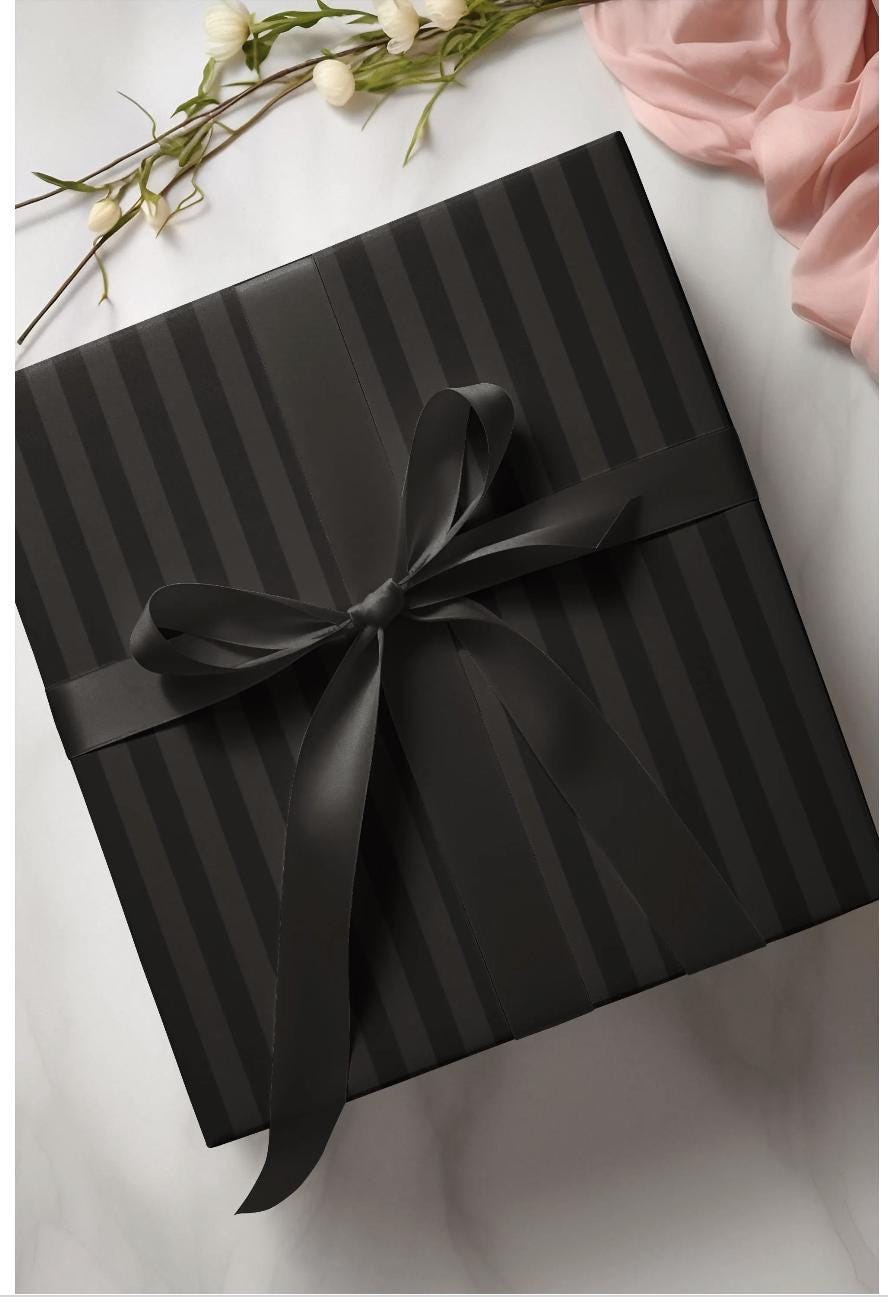 Black Striped Holiday Wrapping Paper