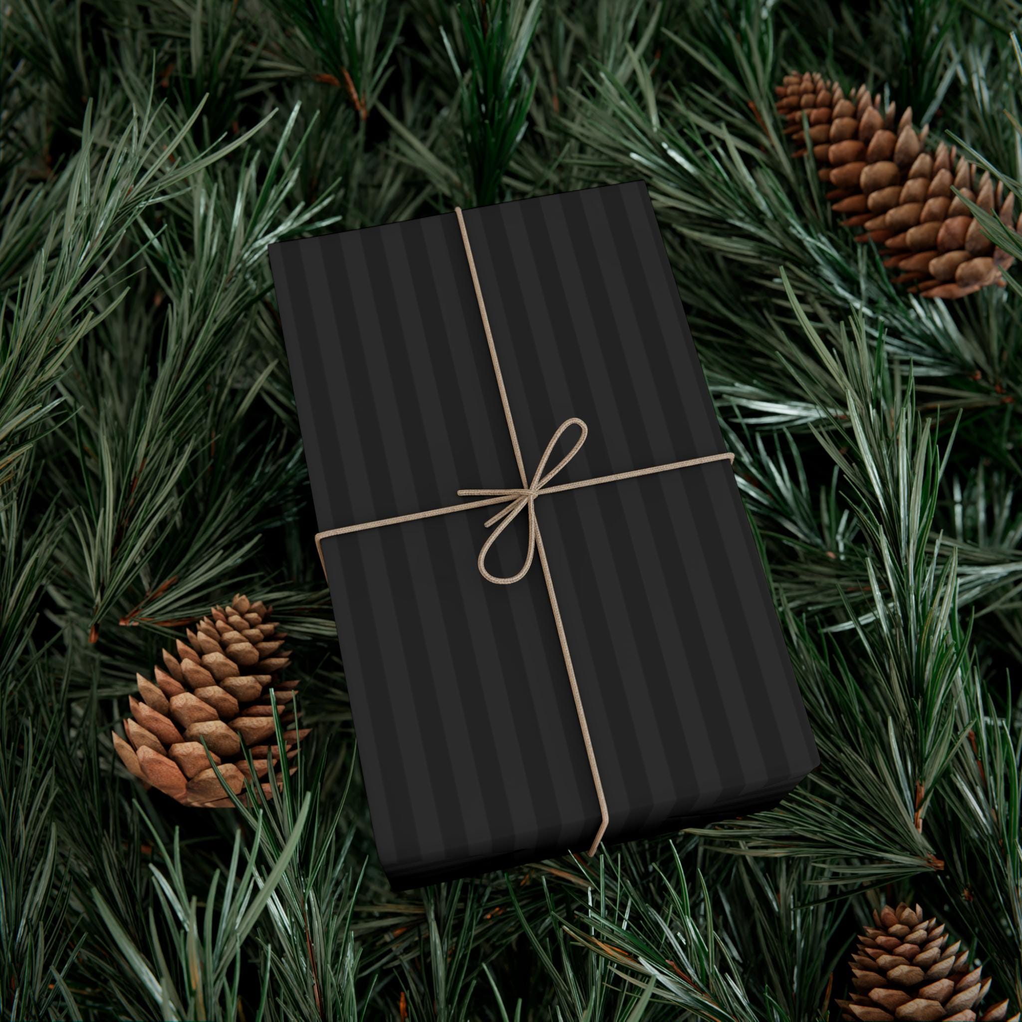 Black Striped Holiday Wrapping Paper