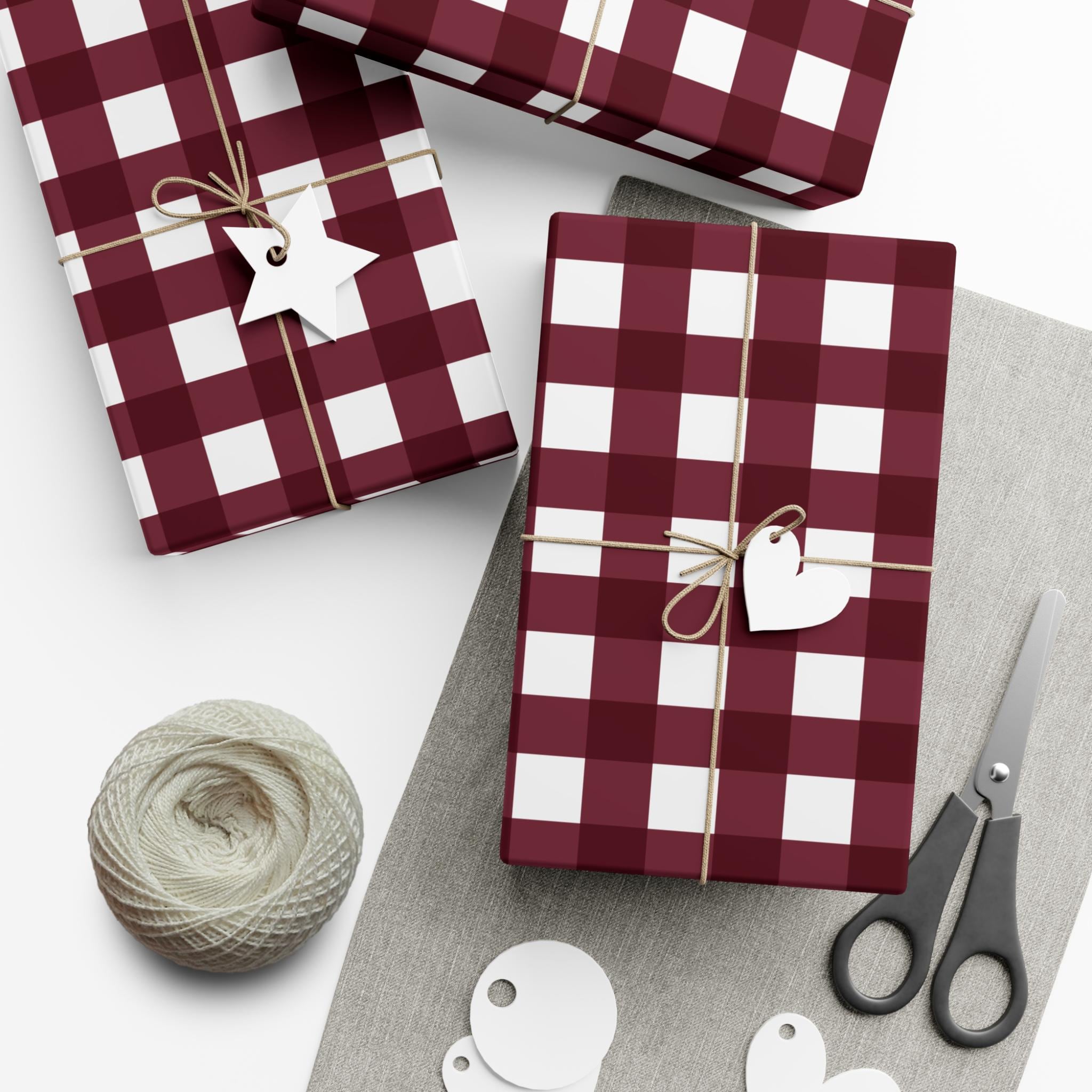 Burgundy Gingham Gift Wrap
