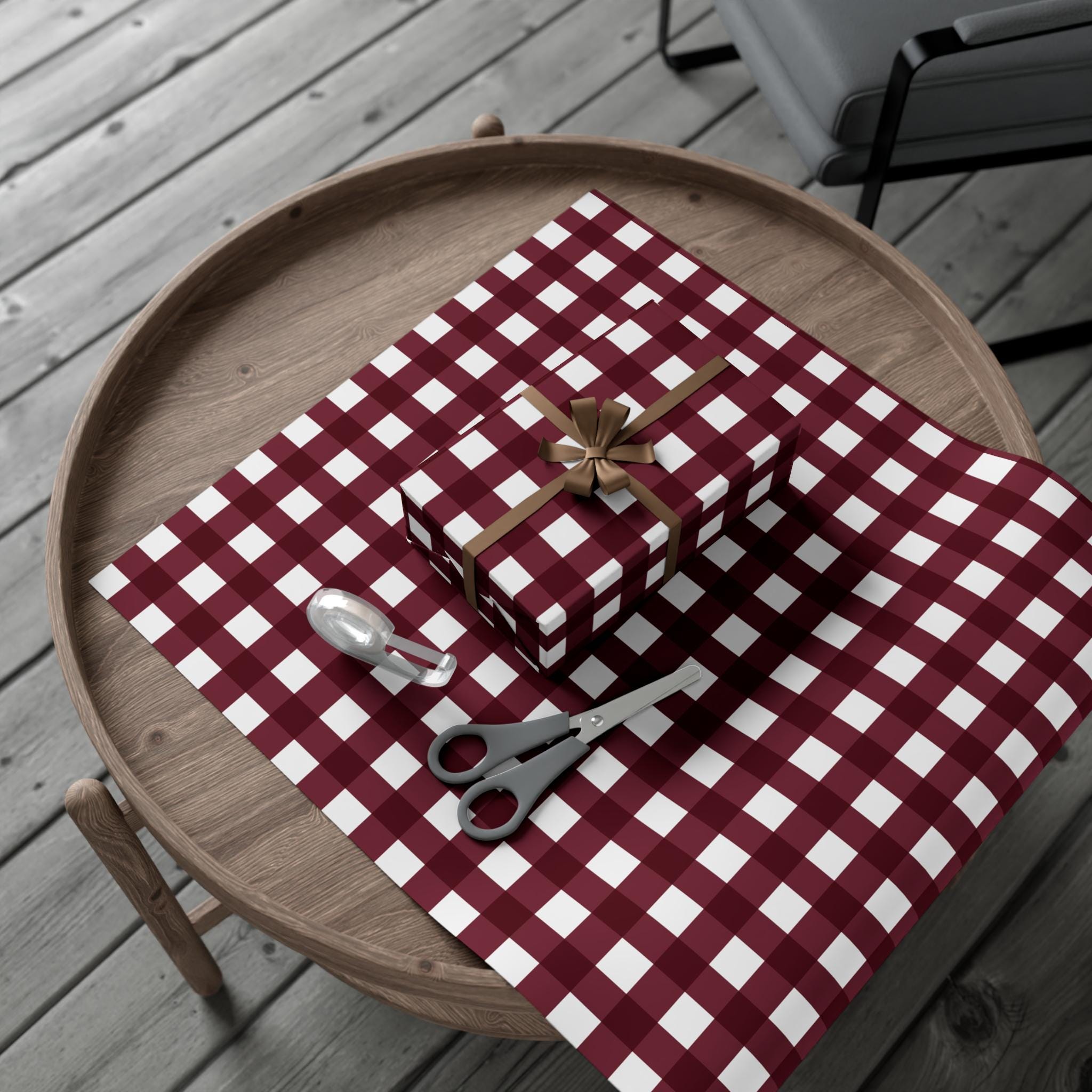 Burgundy Gingham Gift Wrap