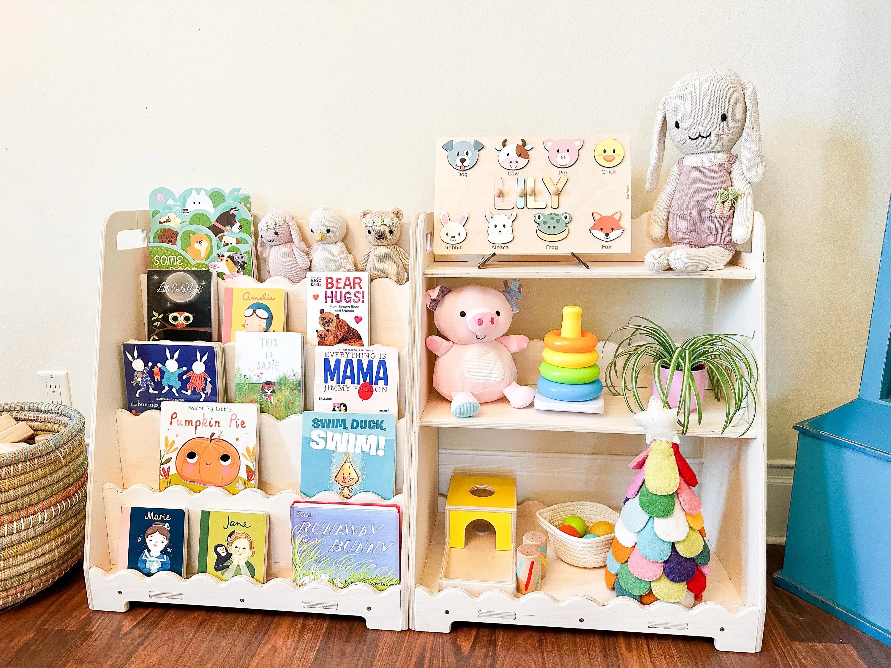 Lori Scalloped- Bookshelf + Toy Shelf Set