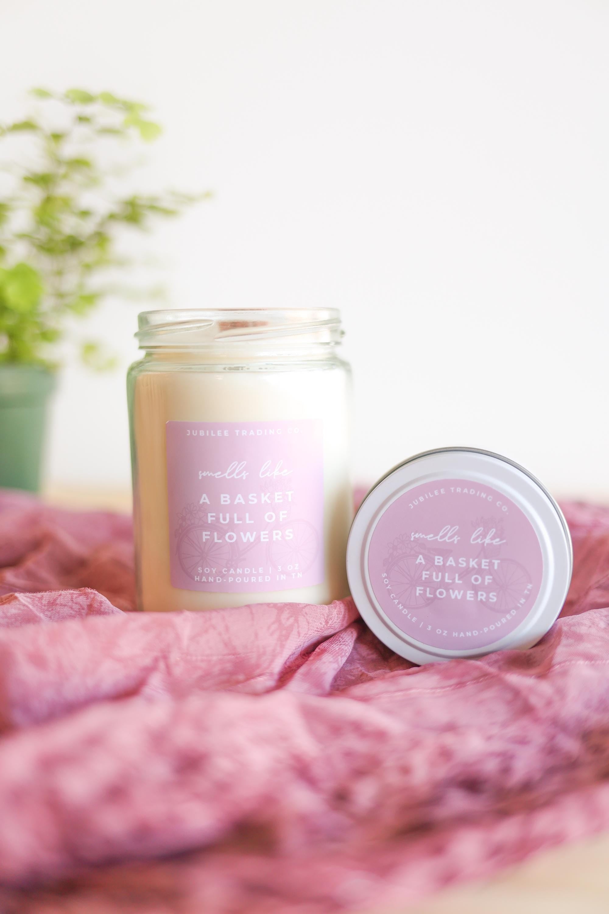 A Basket Full Of Flowers Candle