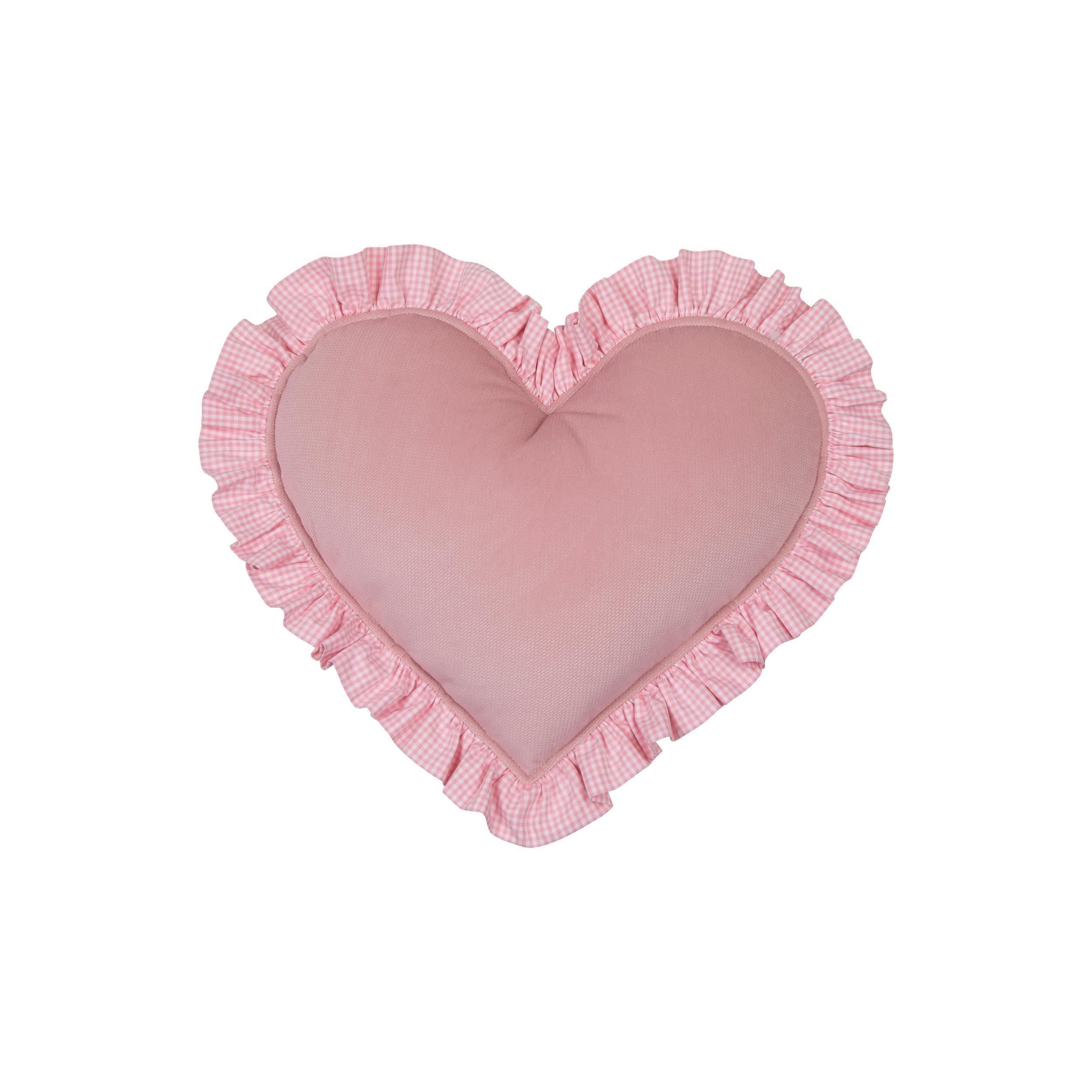 "pink" Heart Pillow With Checkered Frill