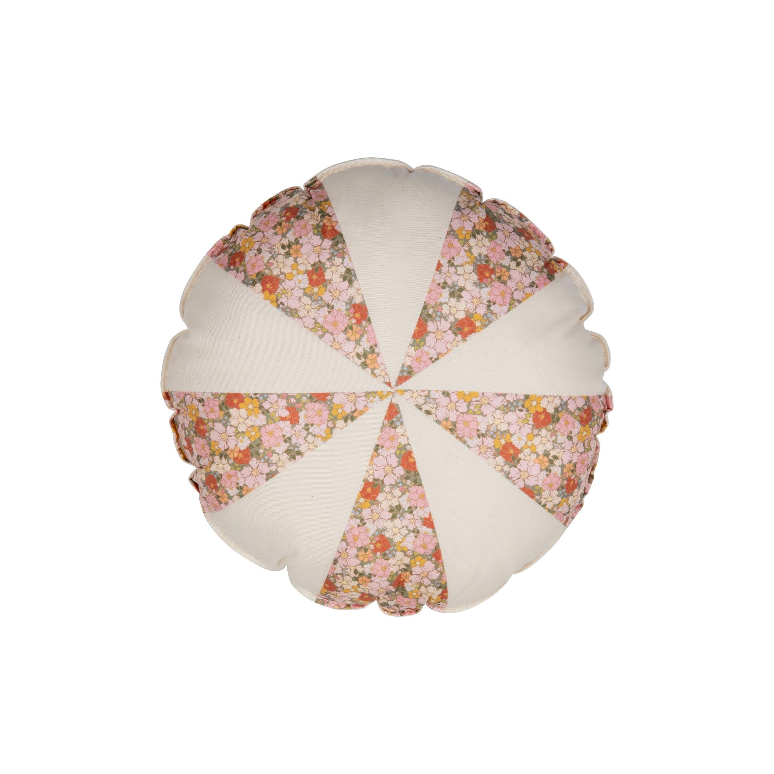 “green Garden” Round Patchwork Pillow