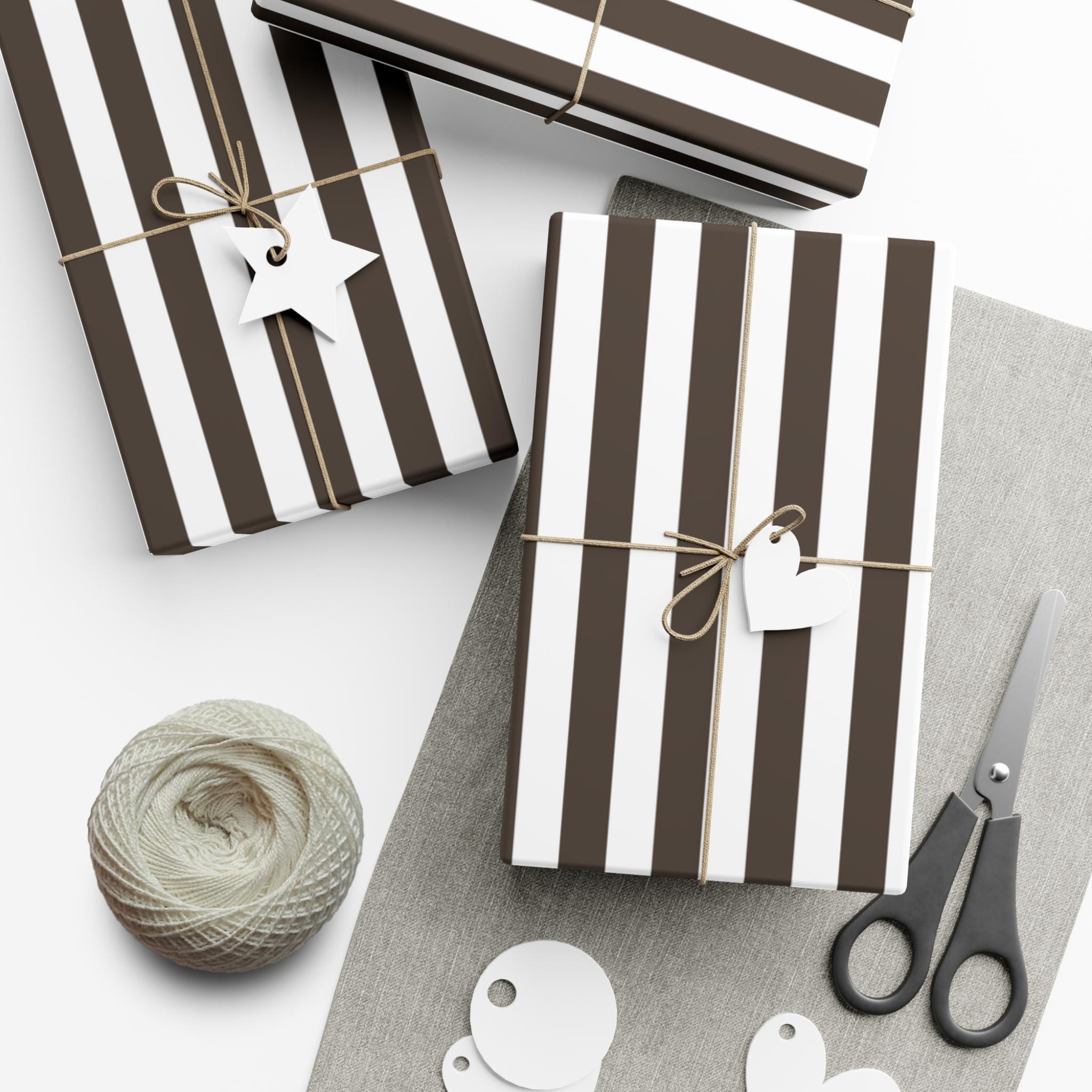 Espresso Brown Stripe Wrapping Paper