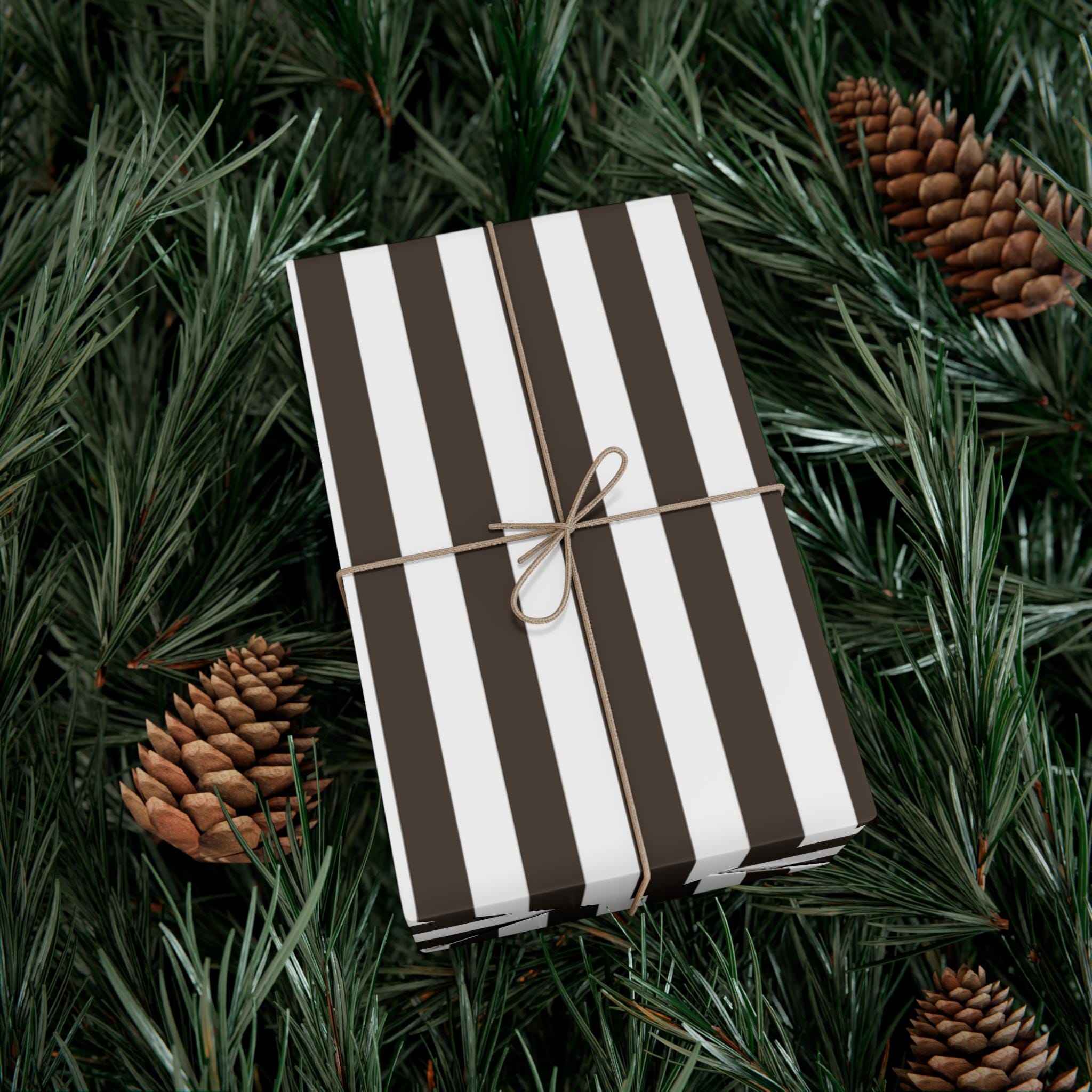 Espresso Brown Stripe Wrapping Paper