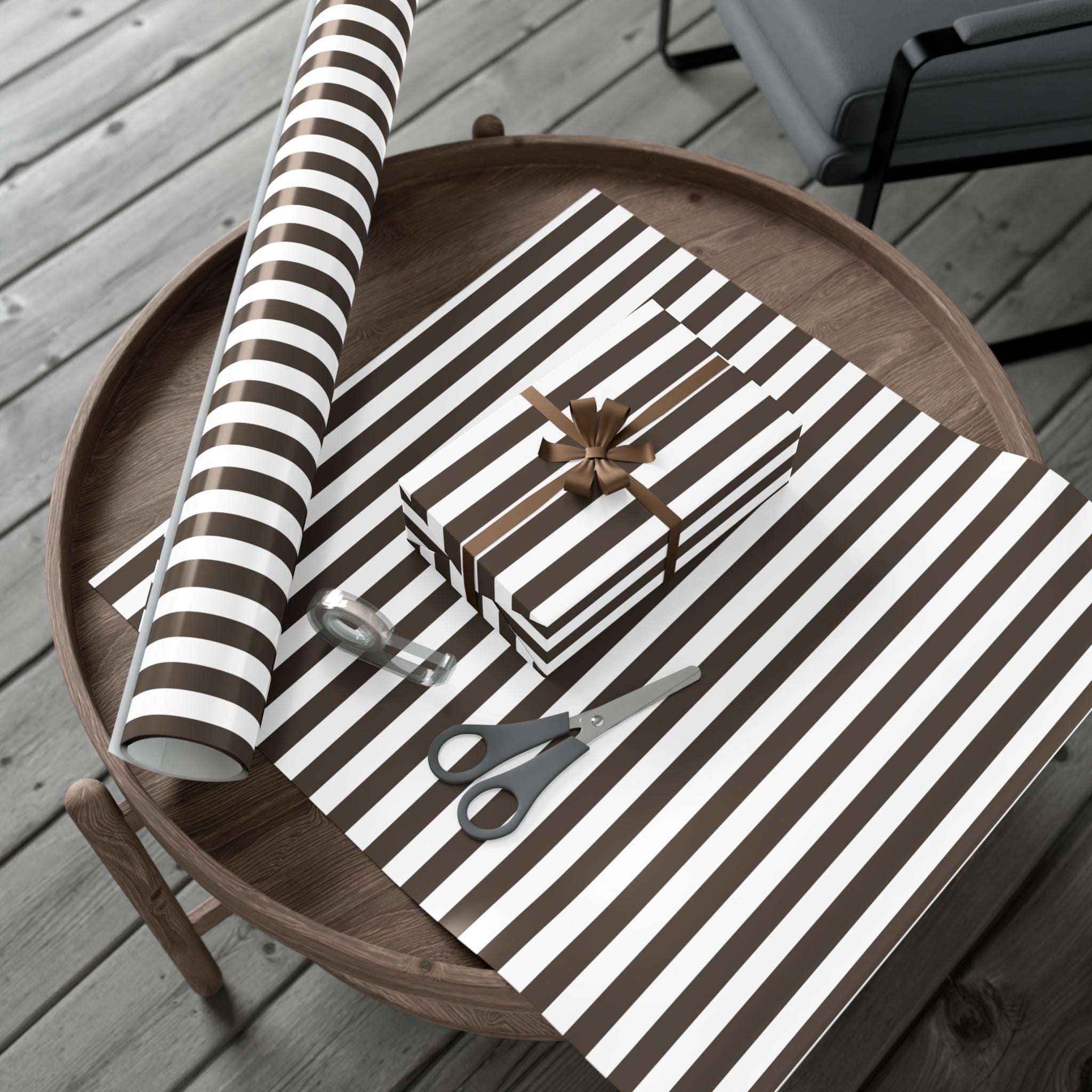 Espresso Brown Stripe Wrapping Paper
