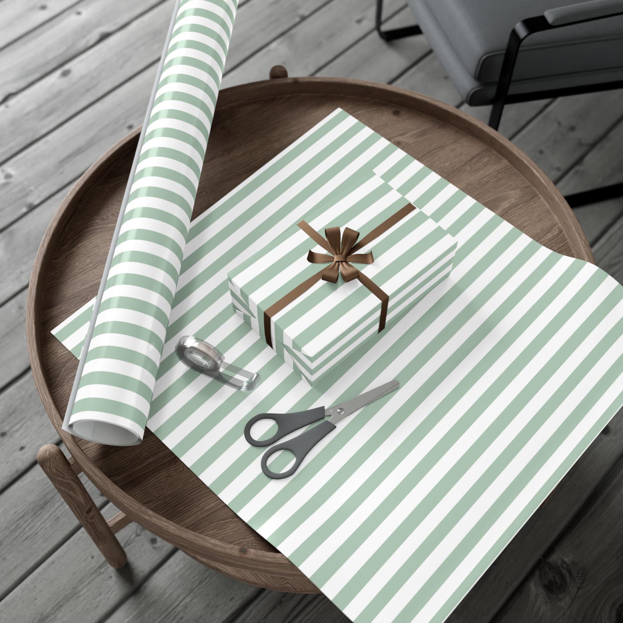 Light Green Striped Wrapping Paper