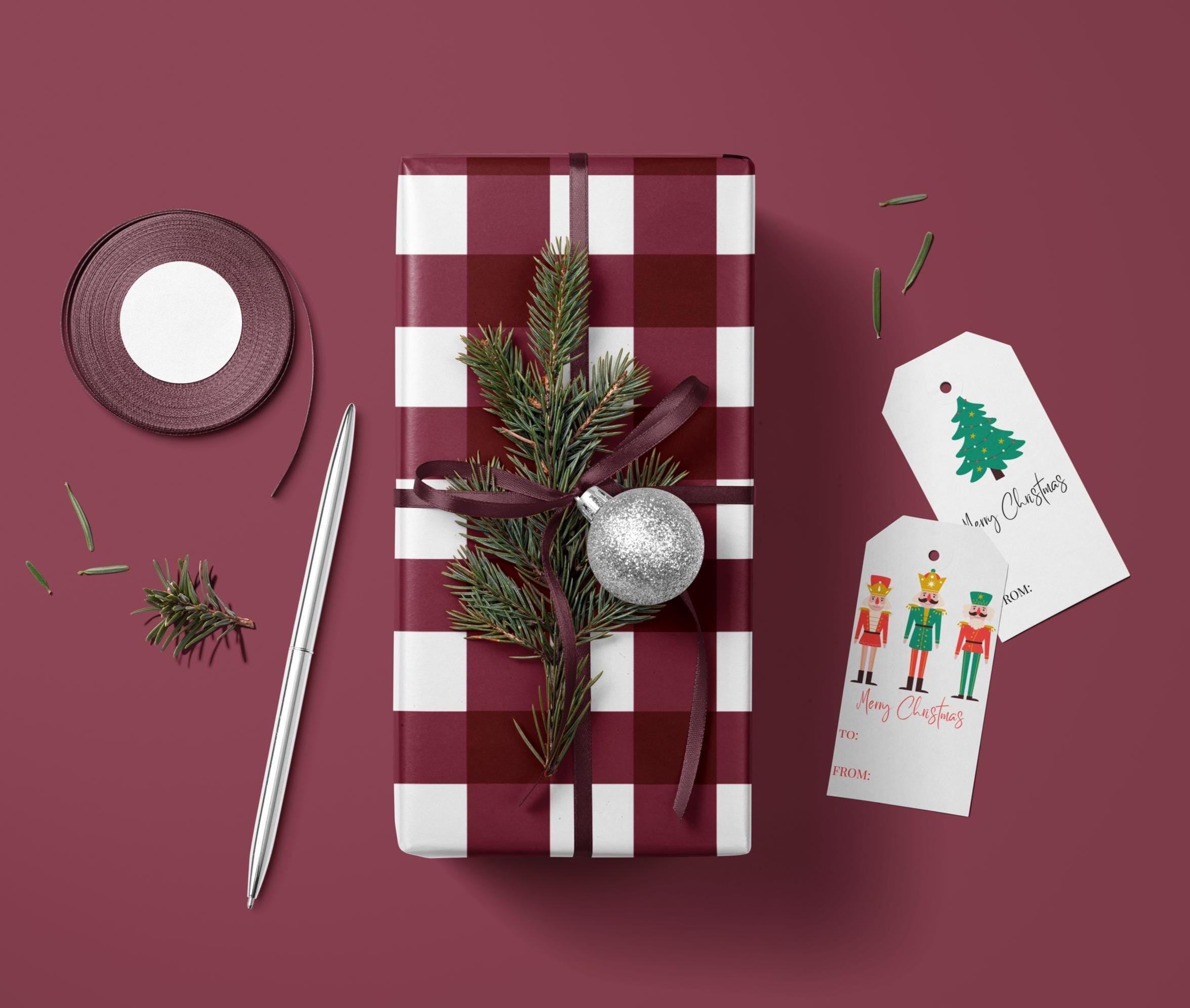 Burgundy Gingham Gift Wrap