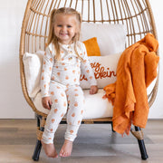 Pumpkin Posie Bamboo Pajamas For Kids - 2pc Henley Set